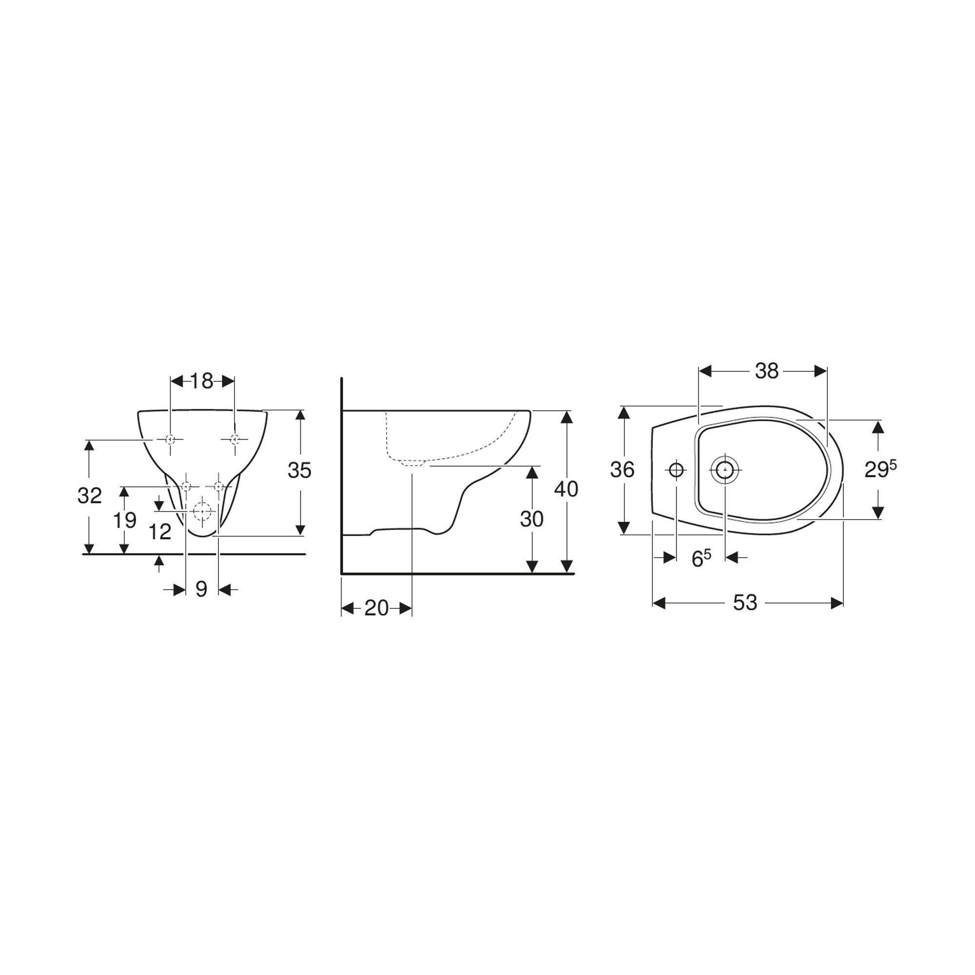 Bidet sospeso bianco colibri GEBERIT L 36 x H 35 x P 53 cm - 2