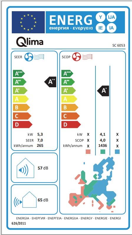 Unité extérieure de climatiseur prête à poser Qlima SC60, 5.3 kW - 6