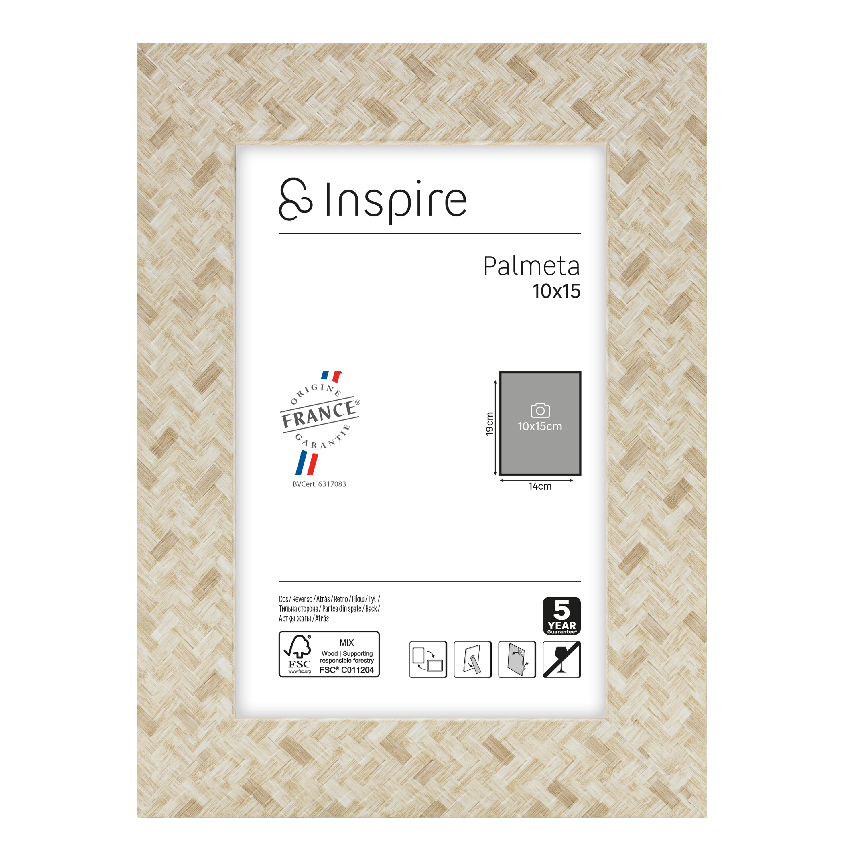 Cadre Palmeta, H.15 x l.10 cm beige, INSPIRE - 9
