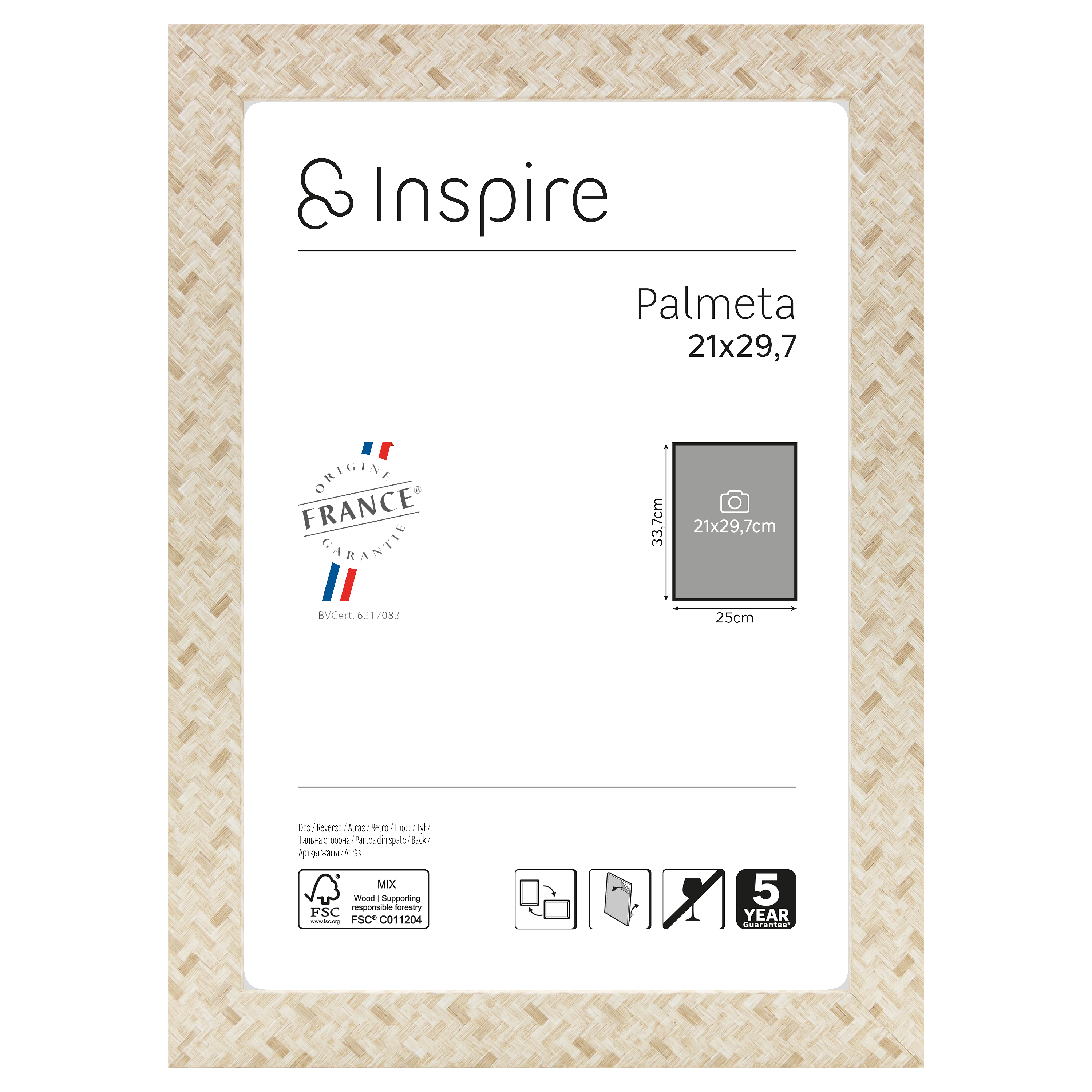 Cadre Palmeta, H.29.7 x l.21 cm beige, INSPIRE - 8