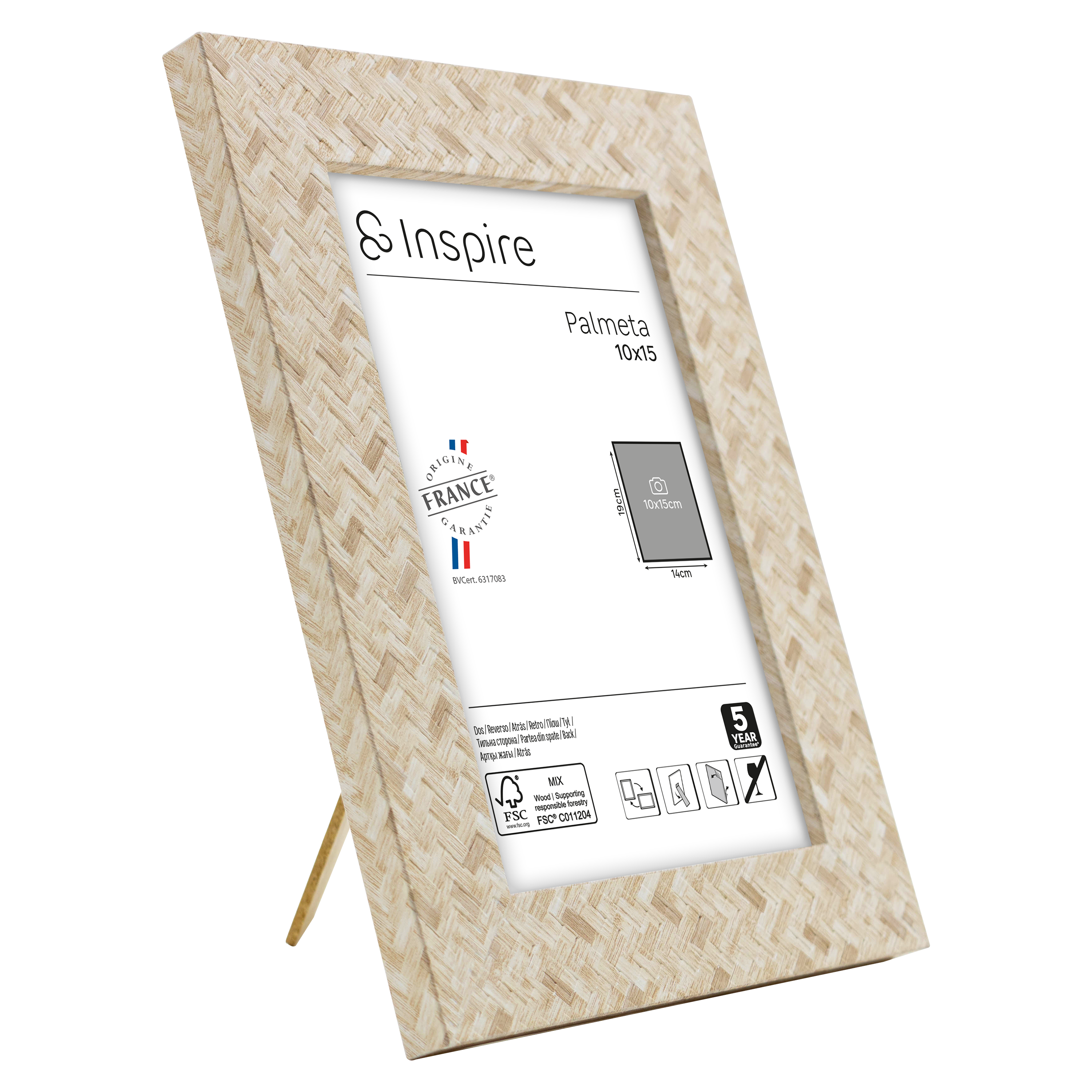 Cadre Palmeta, H.15 x l.10 cm beige, INSPIRE - 10