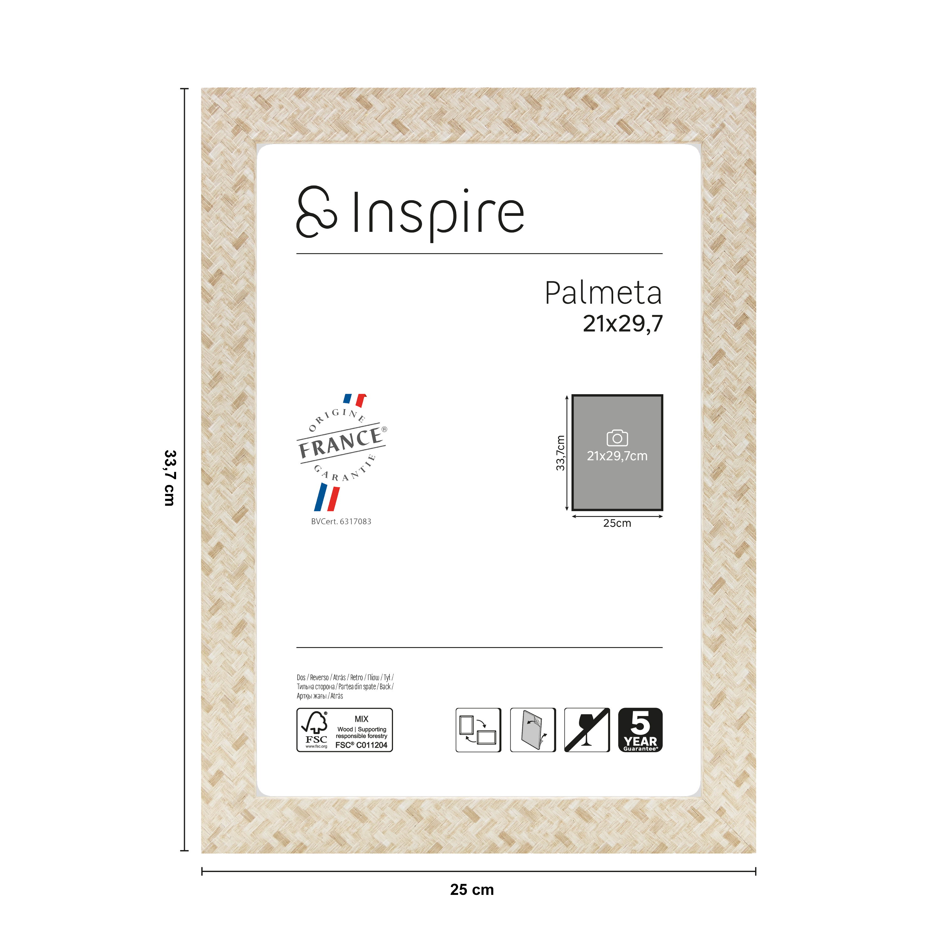 Cadre Palmeta, H.29.7 x l.21 cm beige, INSPIRE - 3