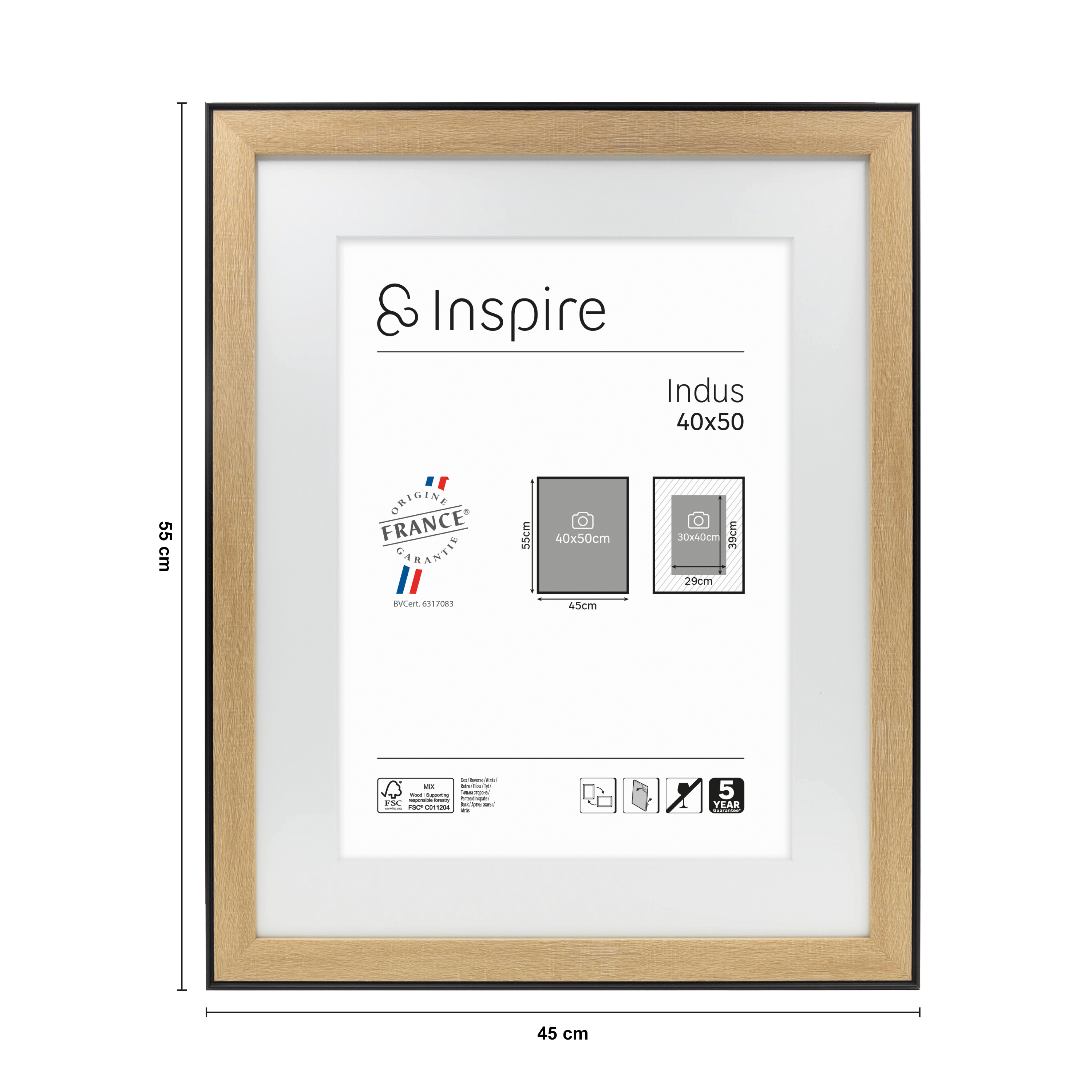 Cadre Indus, 40 x 50 cm naturel / noir, INSPIRE - 3