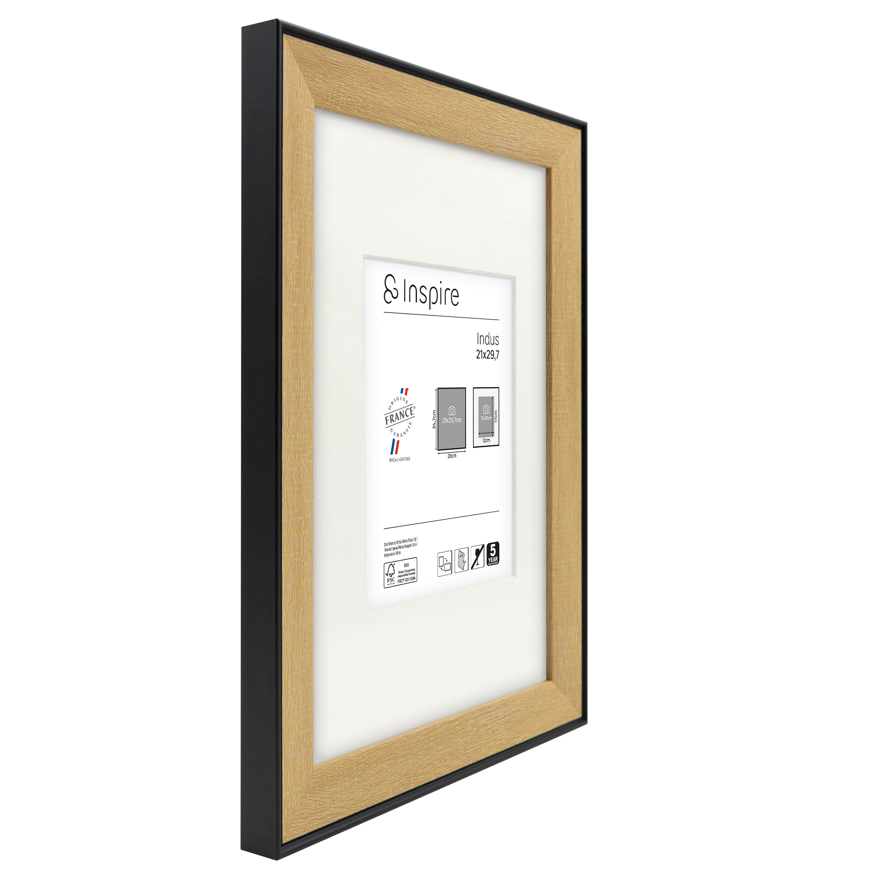 Cadre Indus, 21 x 29.7 cm naturel / noir, INSPIRE - 4