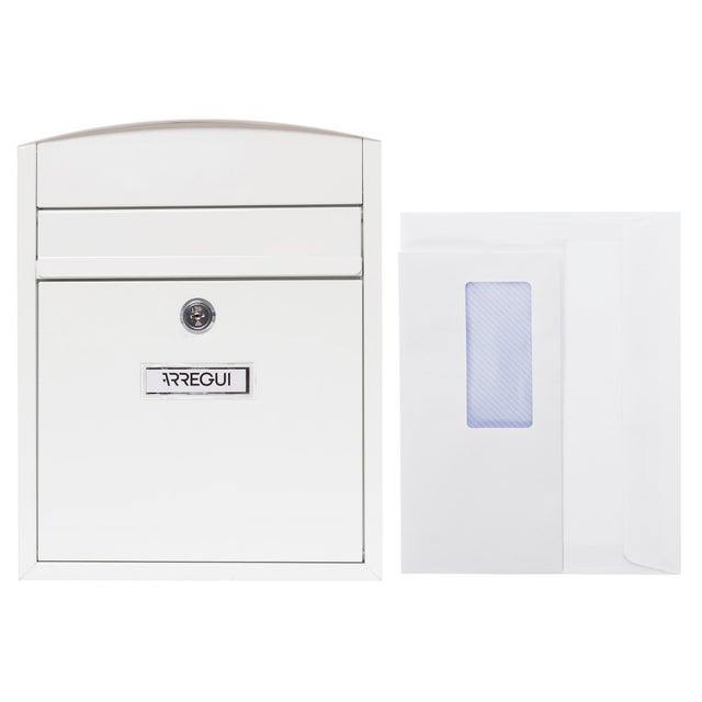 Buzón de correo de acero en blanco de 28.5x24x10 cm