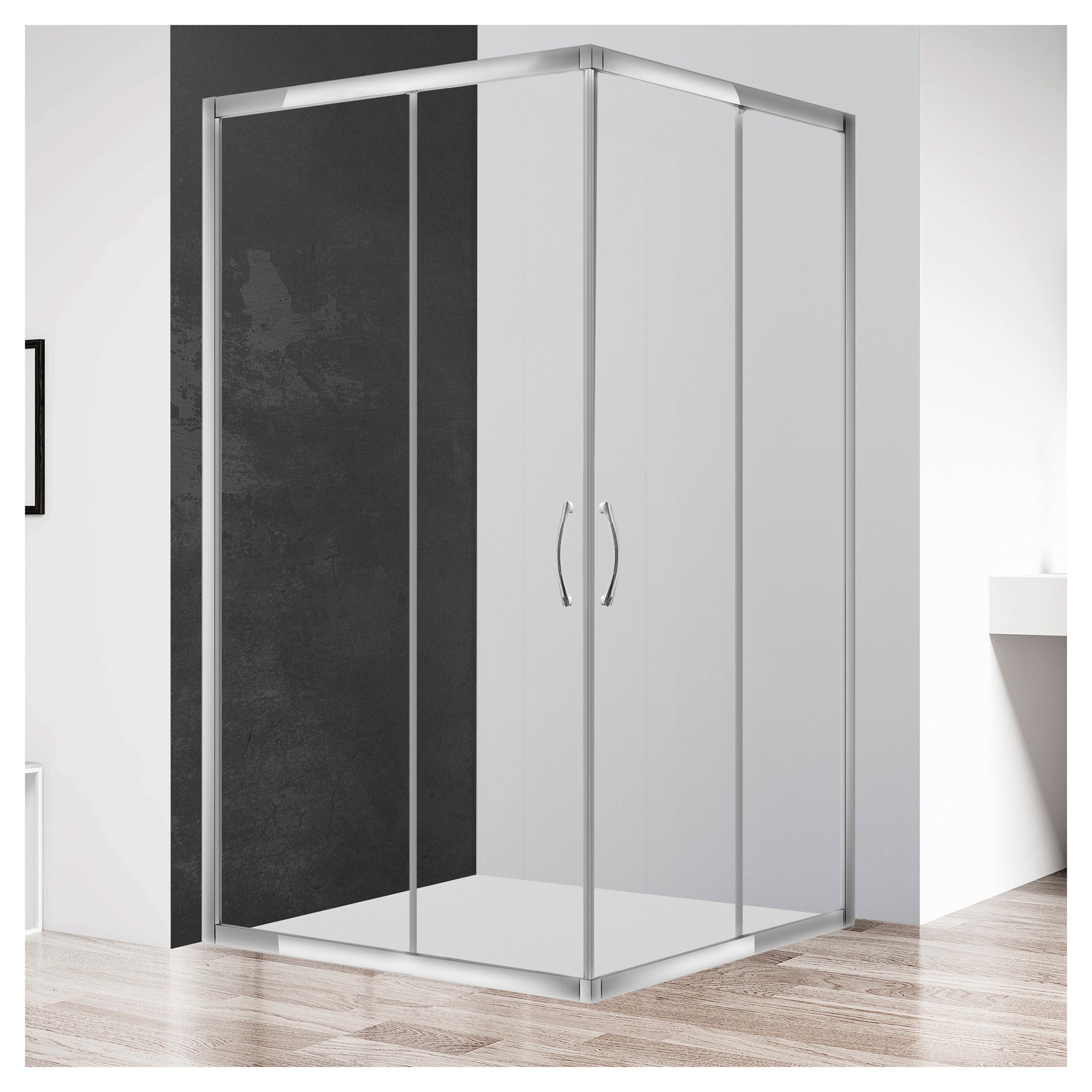 Mampara rectangular oca transparente perfil cromado 185x90x70 cm