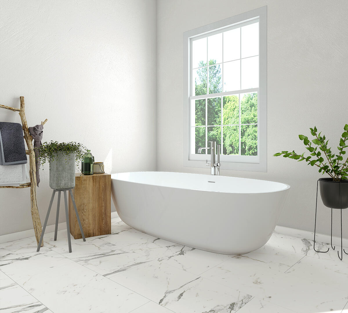 SPC da incollare per pavimento e rivestimento Carrara bianco Sp 3 mm CERAMIN 3.7 m² - 15