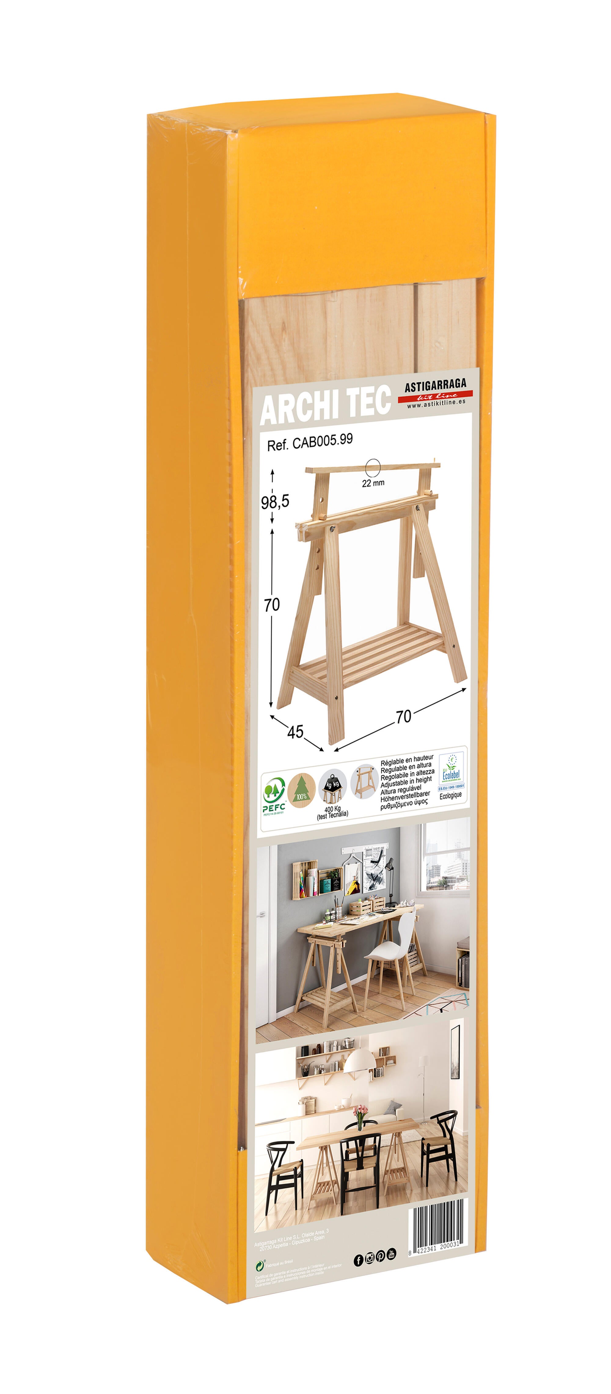Cavalete regulável pinho 98,5-70x70x45 cm Astigarraga Eliotis - 7