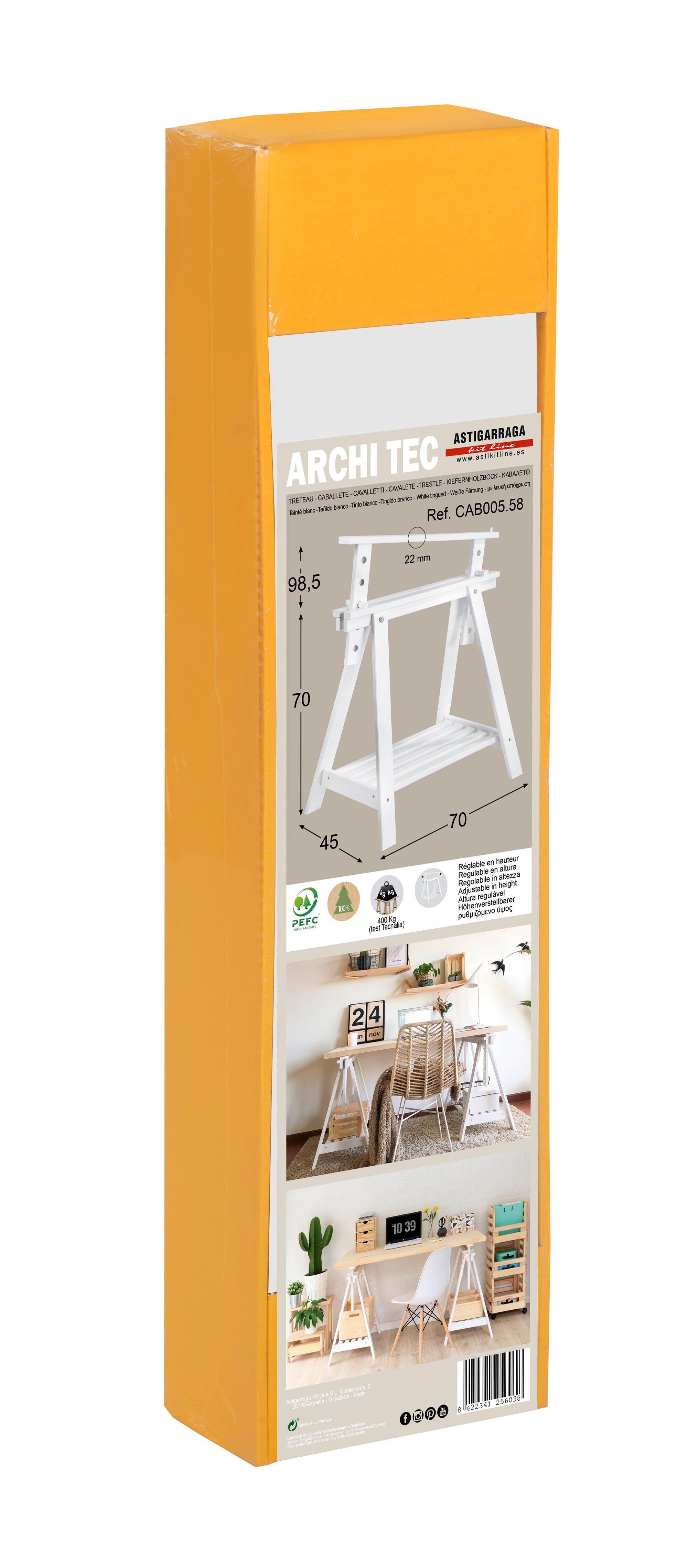 Tréteau pin blanc réglable architecte ASTIGARRAGA, H.70 x l.70 cm - 7