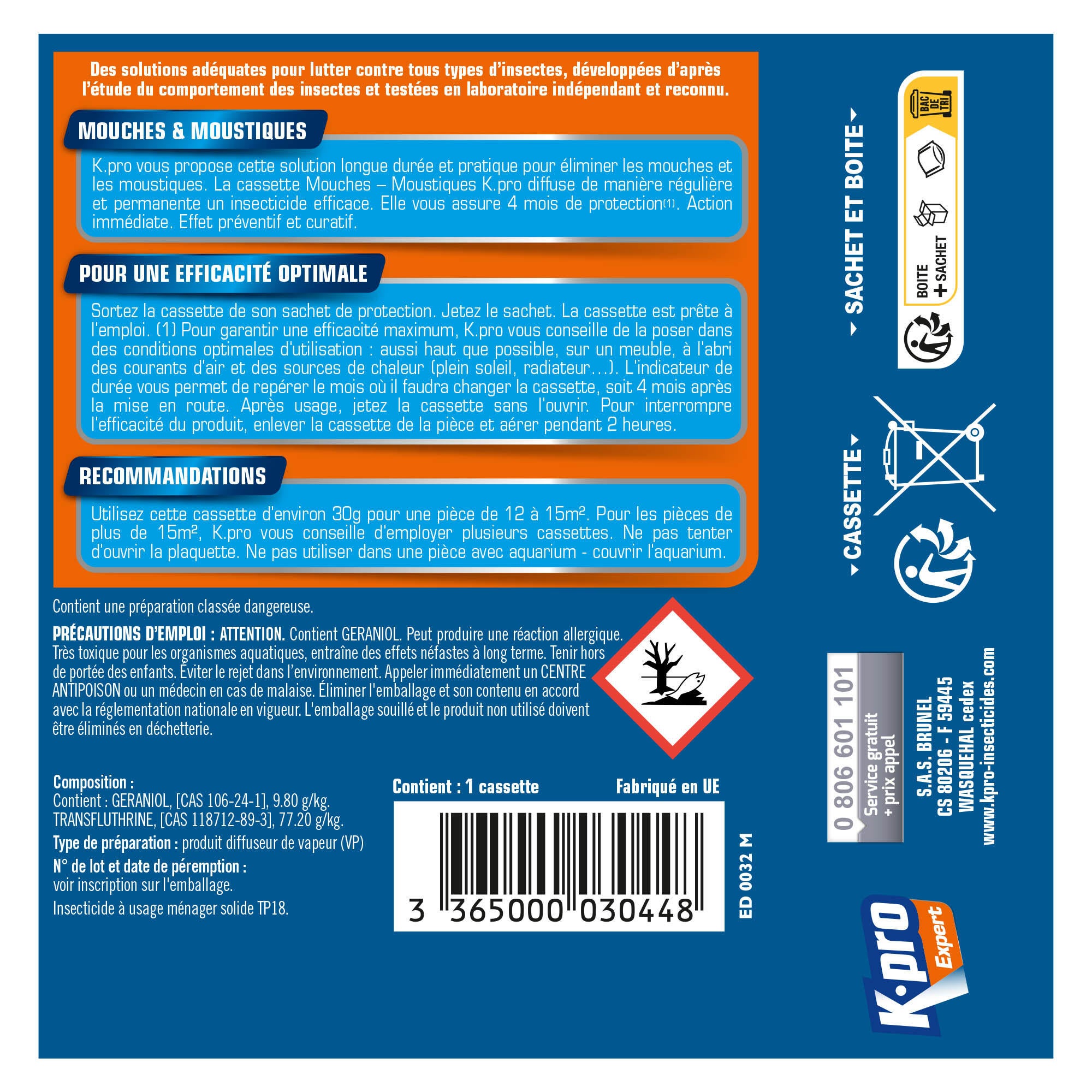 Diffuseur liquide d'insecticide plaquette mouche et moustique K.PRO, 1  unité