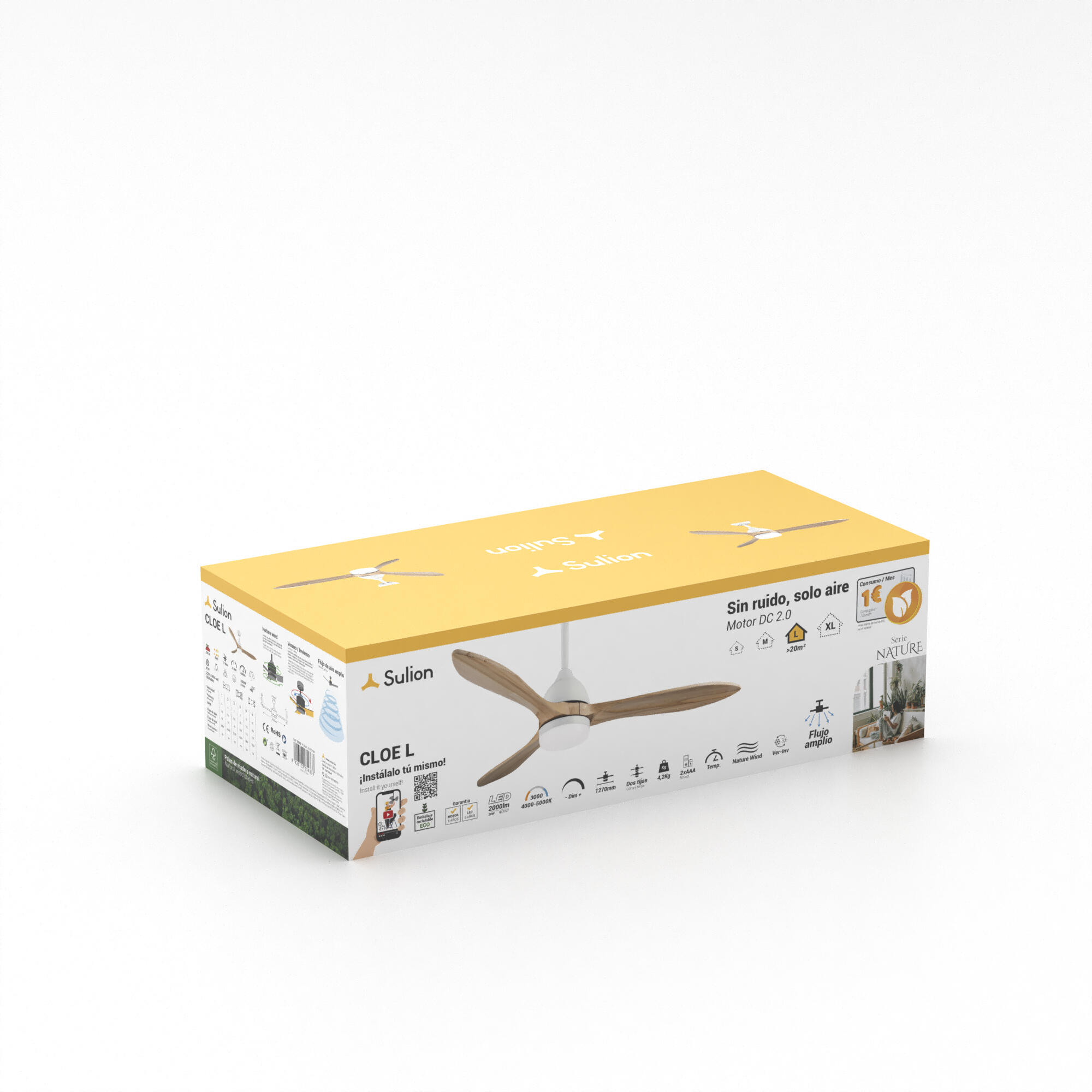 Ventilateur de plafond LED, Cloé, D127cm, SULION, bois - 5