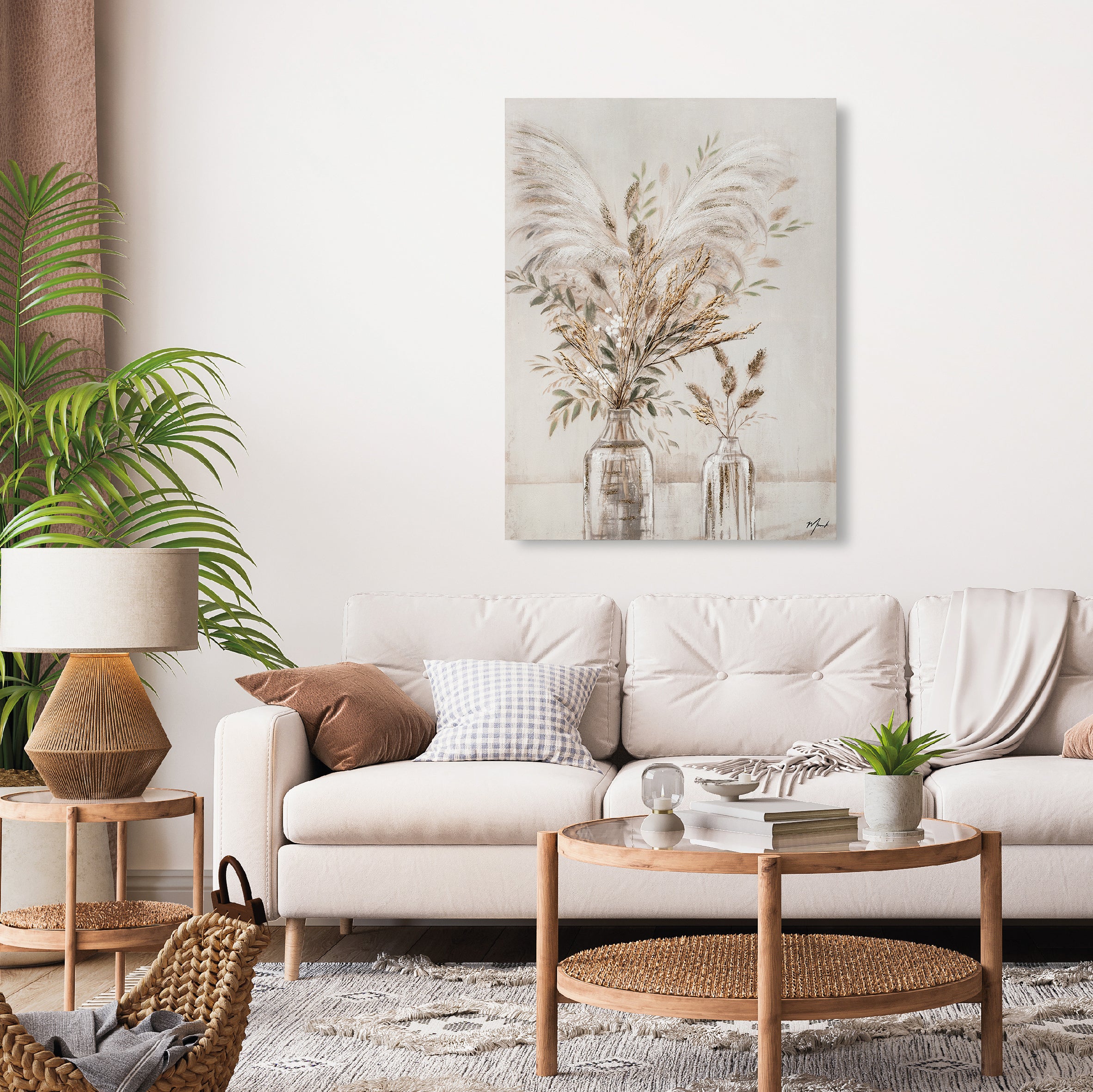 Pintura original sin marco jarrón de flores 90 x 120 cm