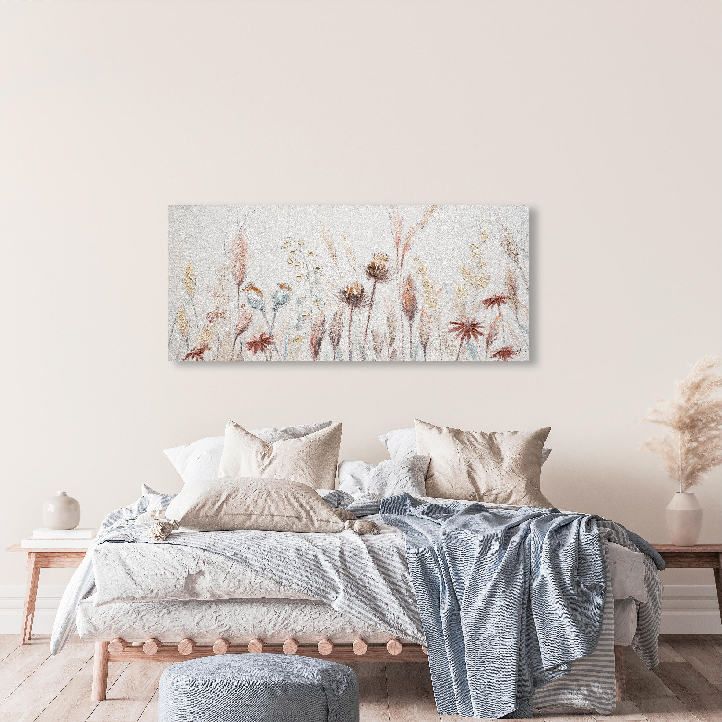 Tela pintada 65 x 150 cm FLORES PASTEL - 3