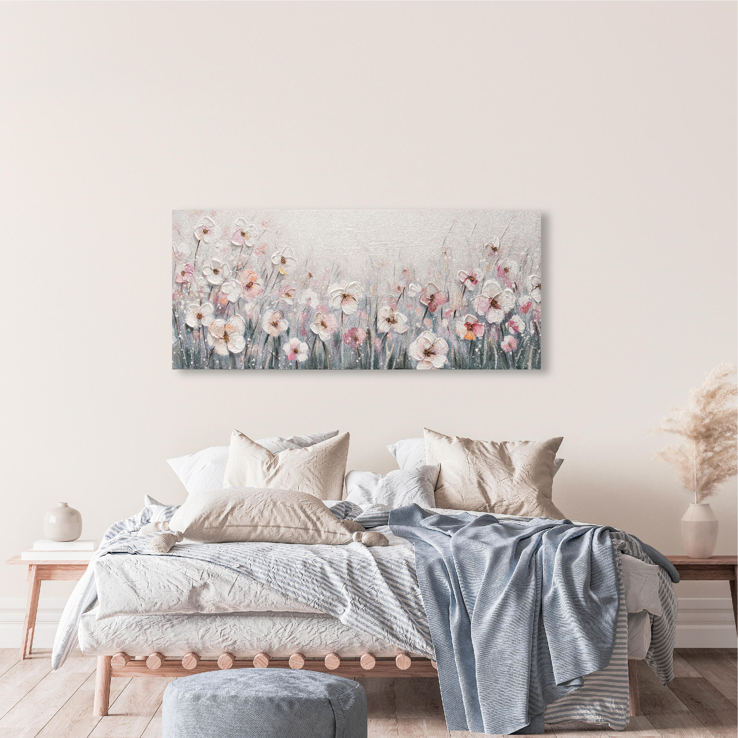 Tela pintada FLORES ROSA 65 x 150 cm - 3