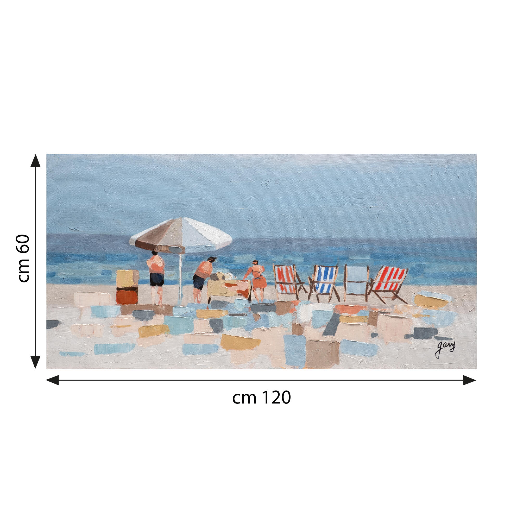 Tela pintada PRAIA 60 x 120 cm - 5