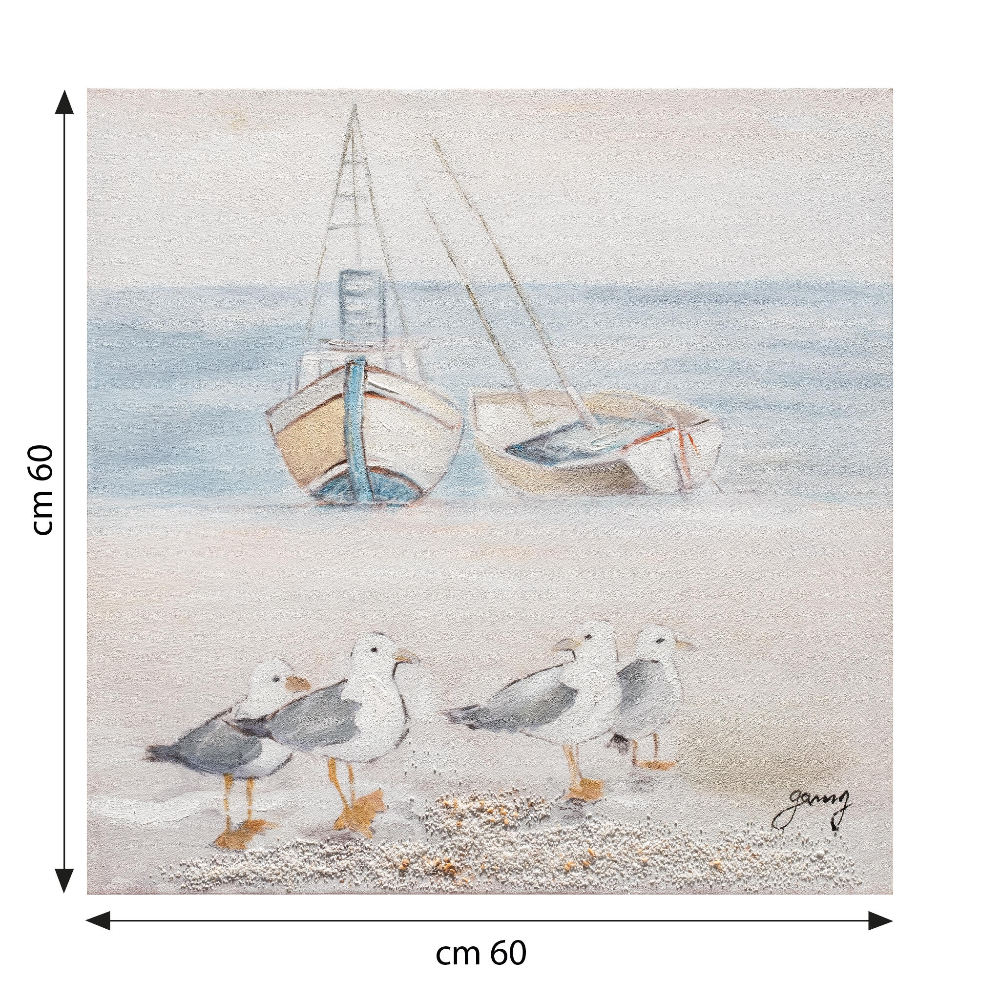 Tela pintada PASSAROS PRAIA 60 x 60 cm - 5