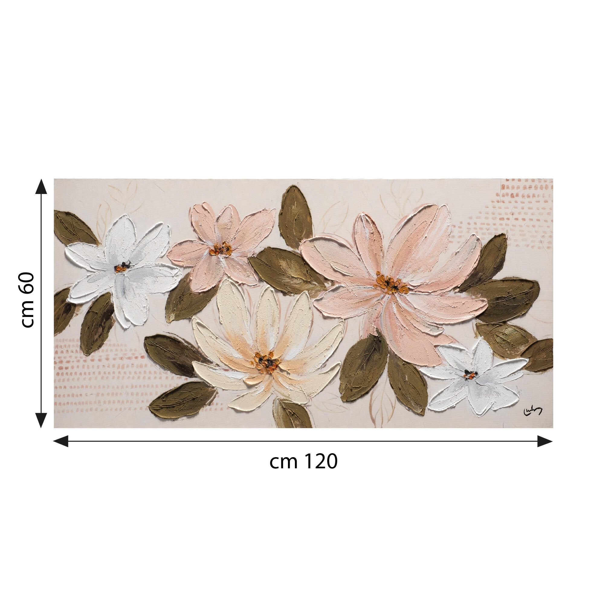 Tela pintada FLORES 60 x 120 cm - 5