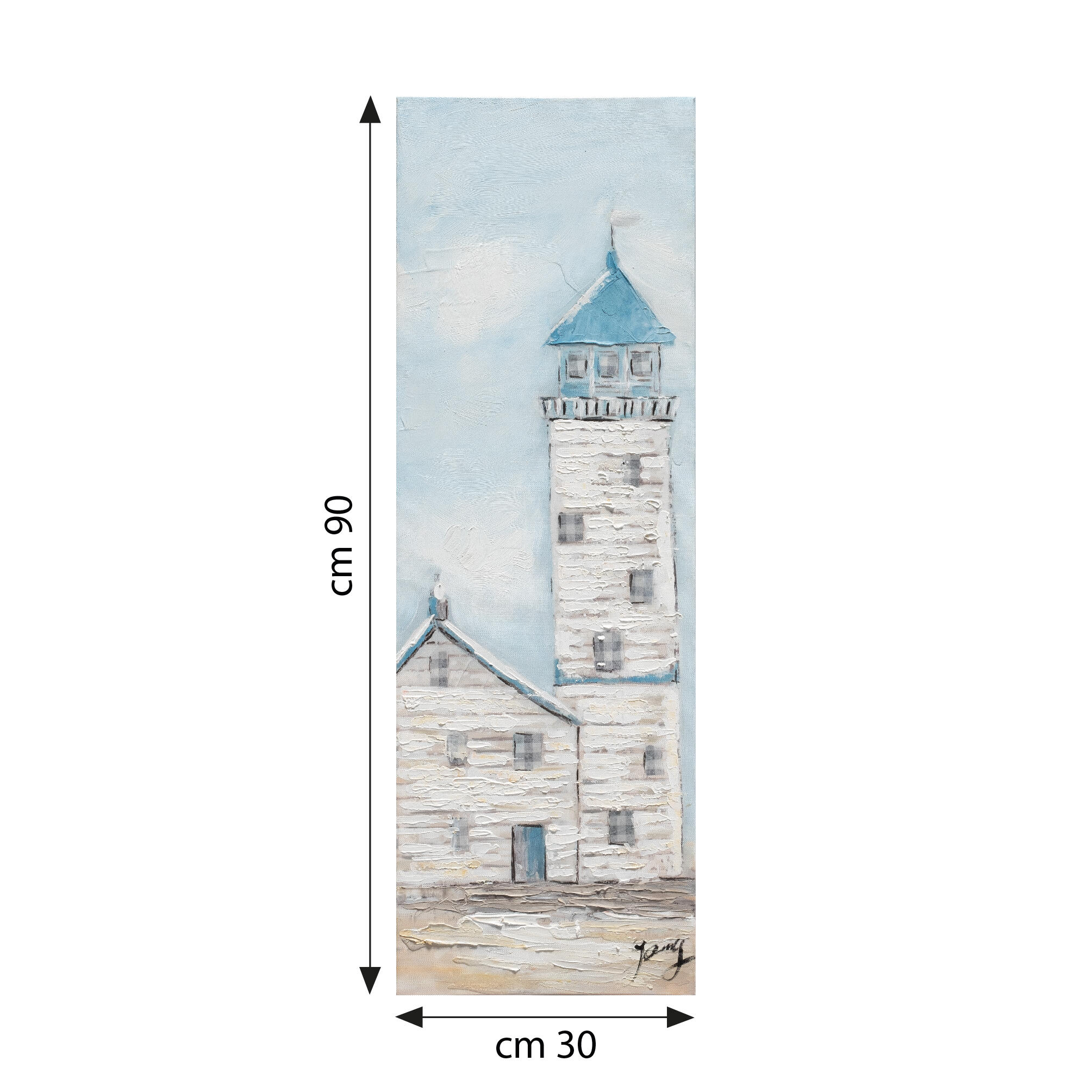 Tela pintada 30 x 90 cm CASA farol - 5