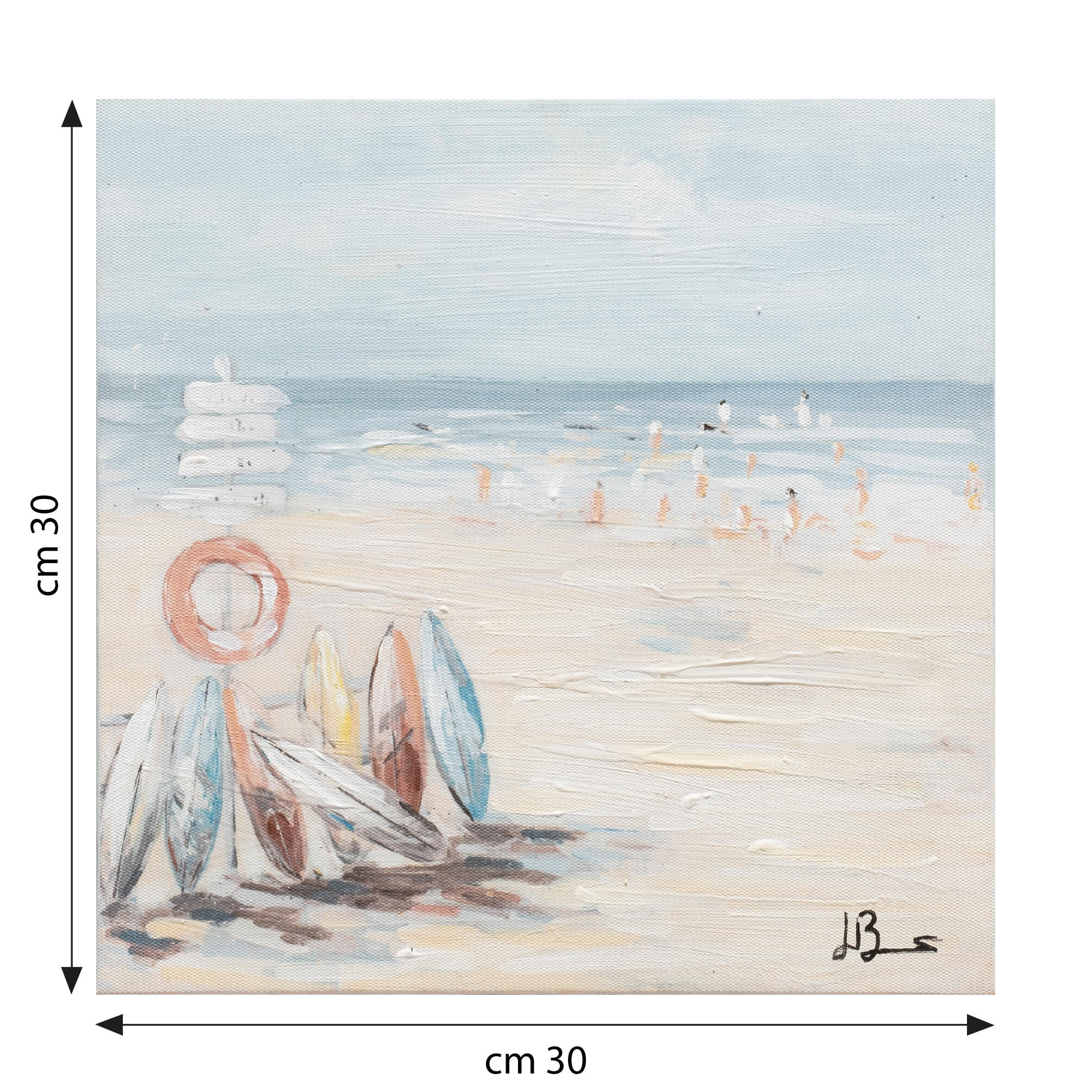 Tela pintada 30 x 30 cm PRAIA ABSTRATO - 5