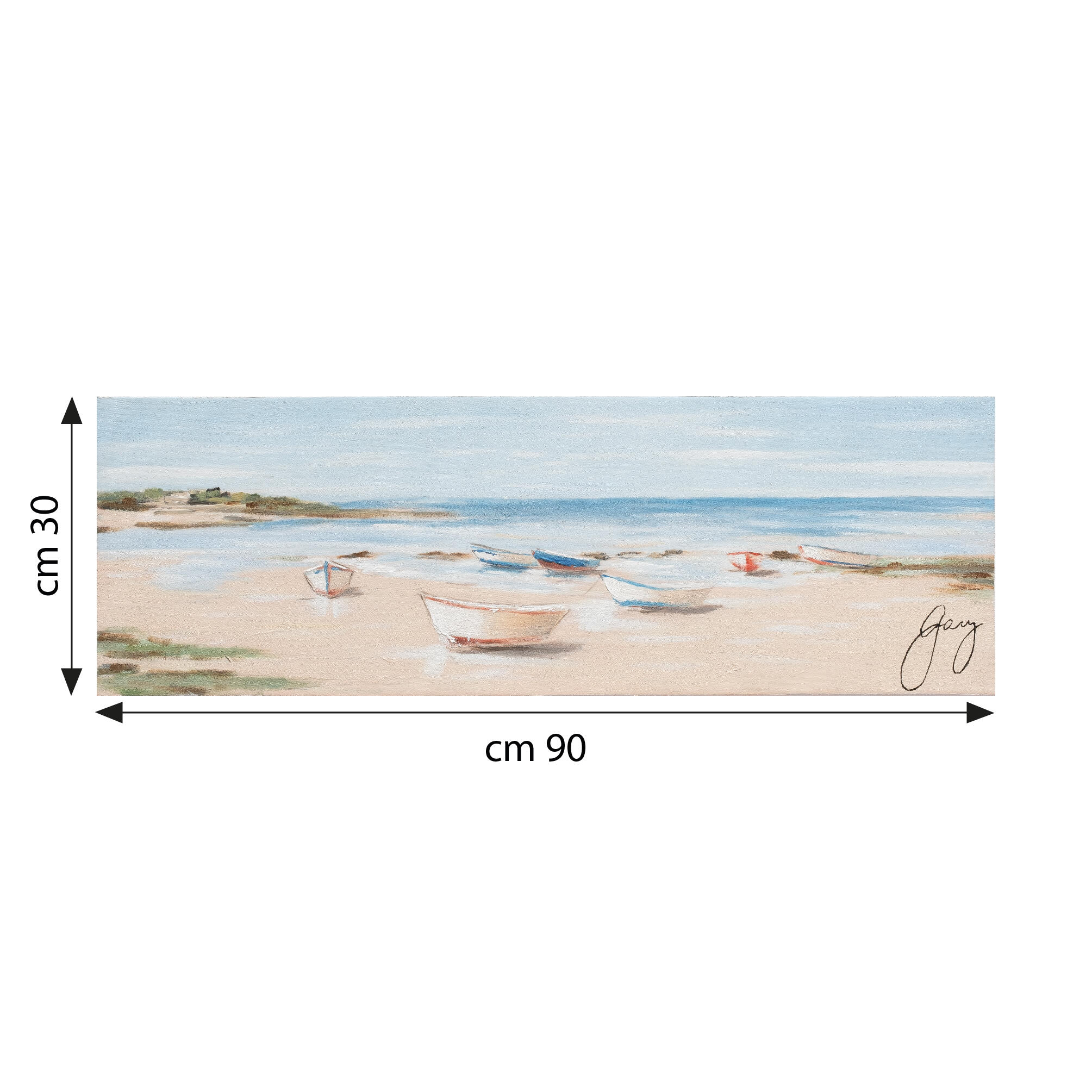 Tela pintada 30 x 90 cm BARCOS BEIRA MAR - 5