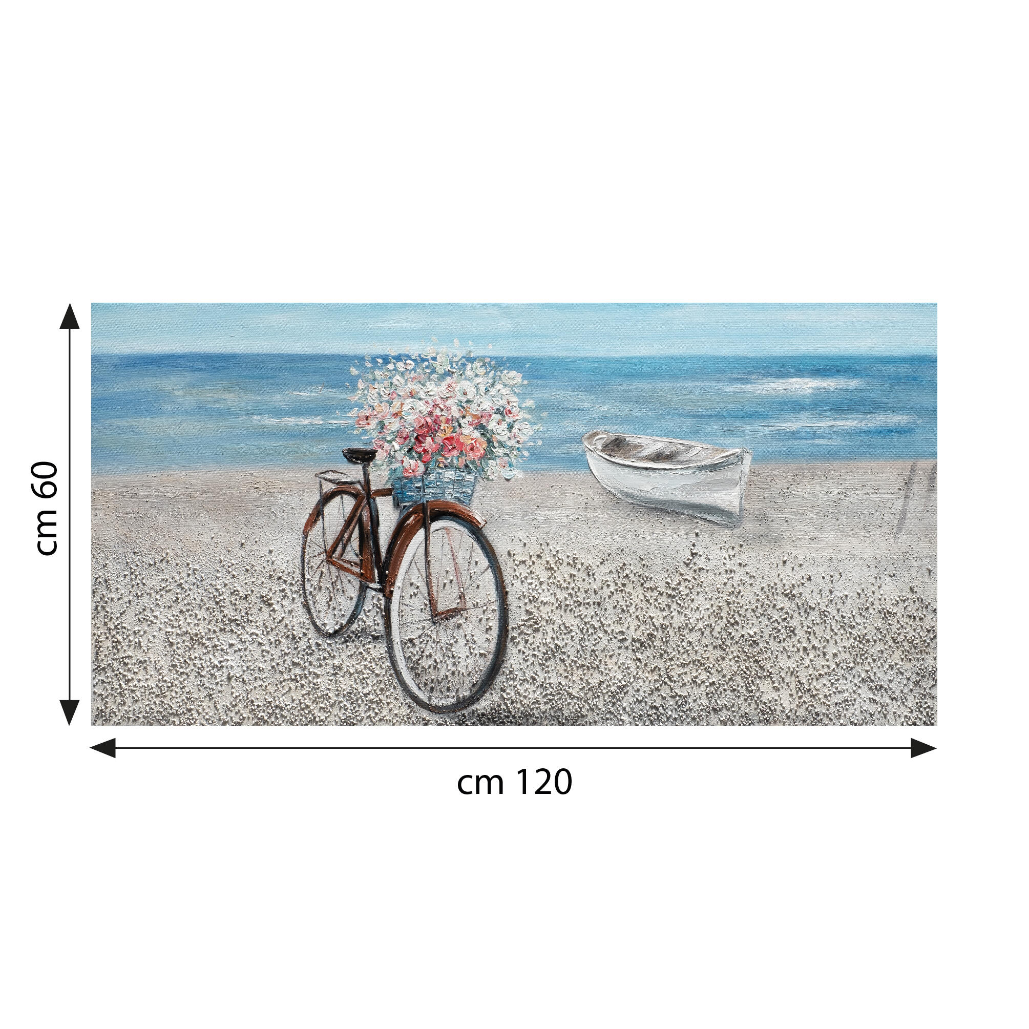 Tela pintada 60 x 120 cm BICICLETA FLORES - 4