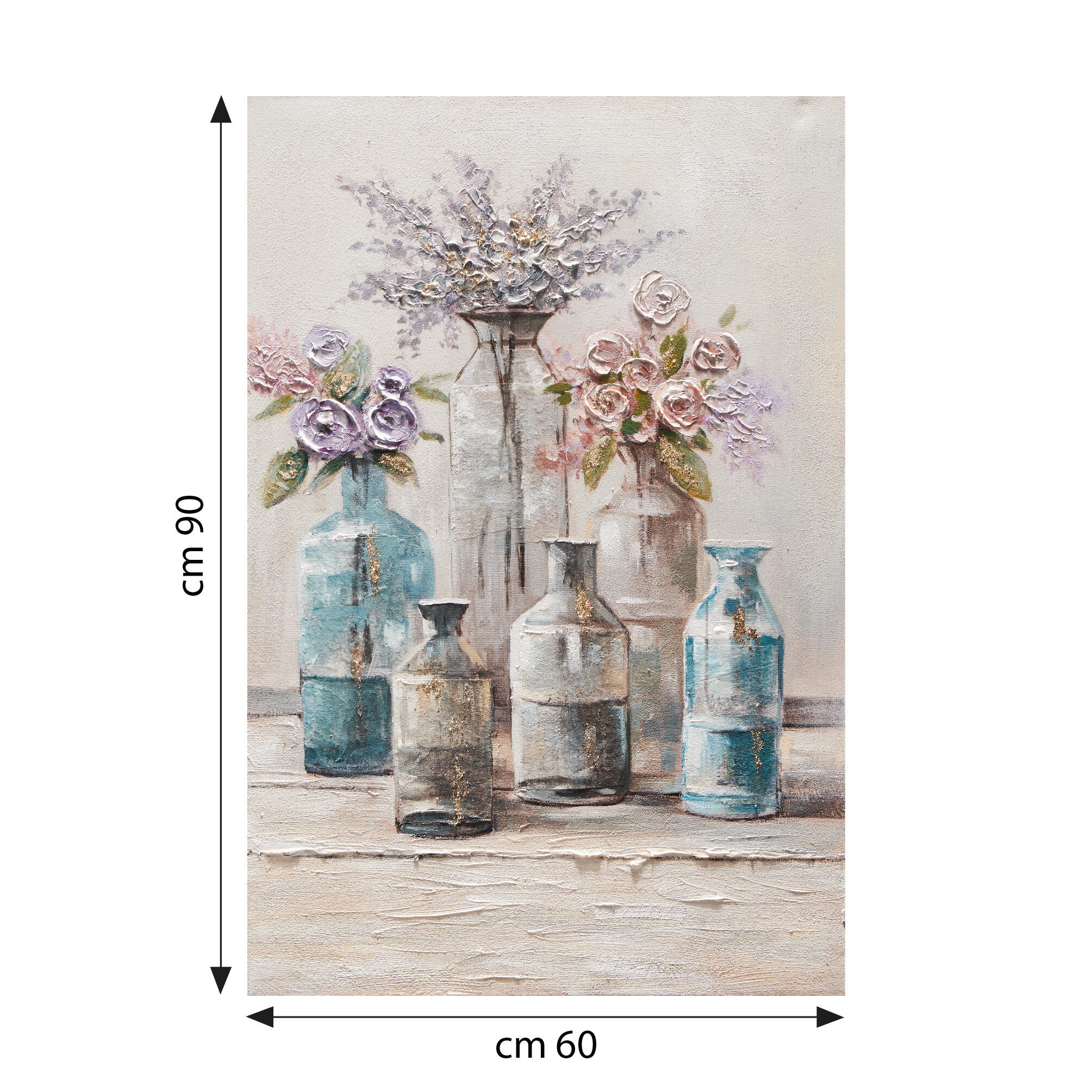 Tela pintada 60 x 90 cm JARRAS FLORES - 7