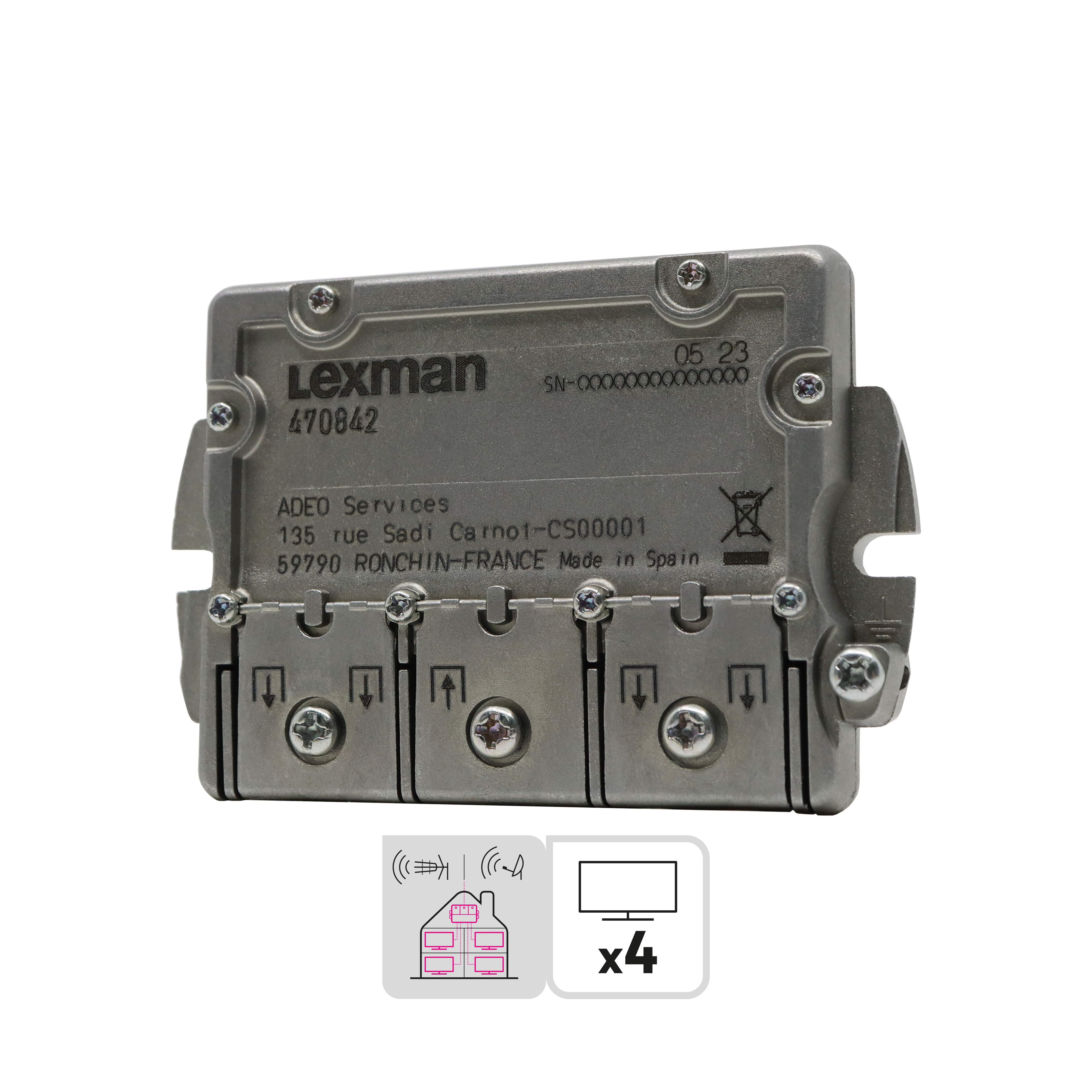 Repartiteur de signal 4 sorties intérieur, Lexman - 3