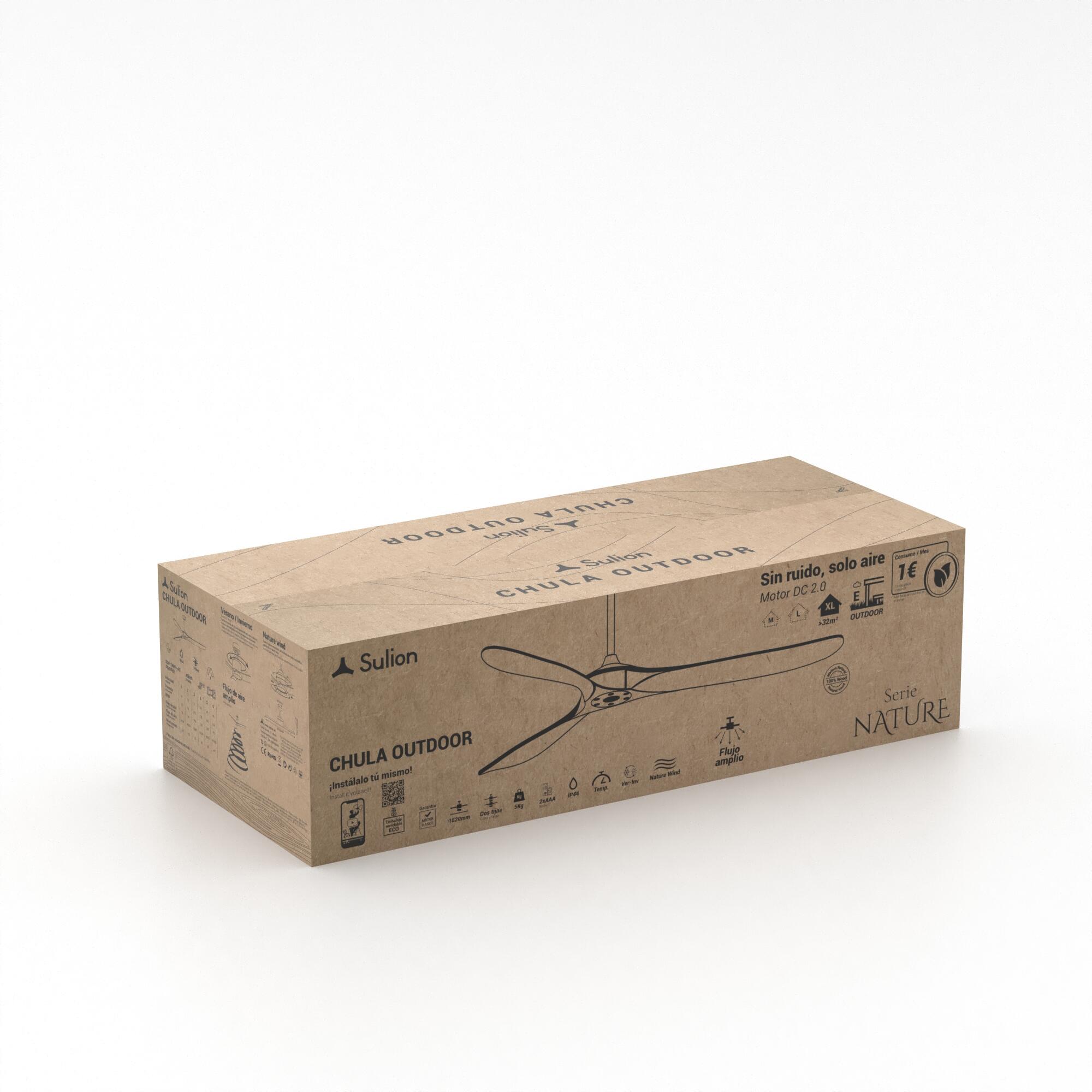 Ventilateur de plafond silencieux, Chula XL, IP44, SULION, bois massif - 3