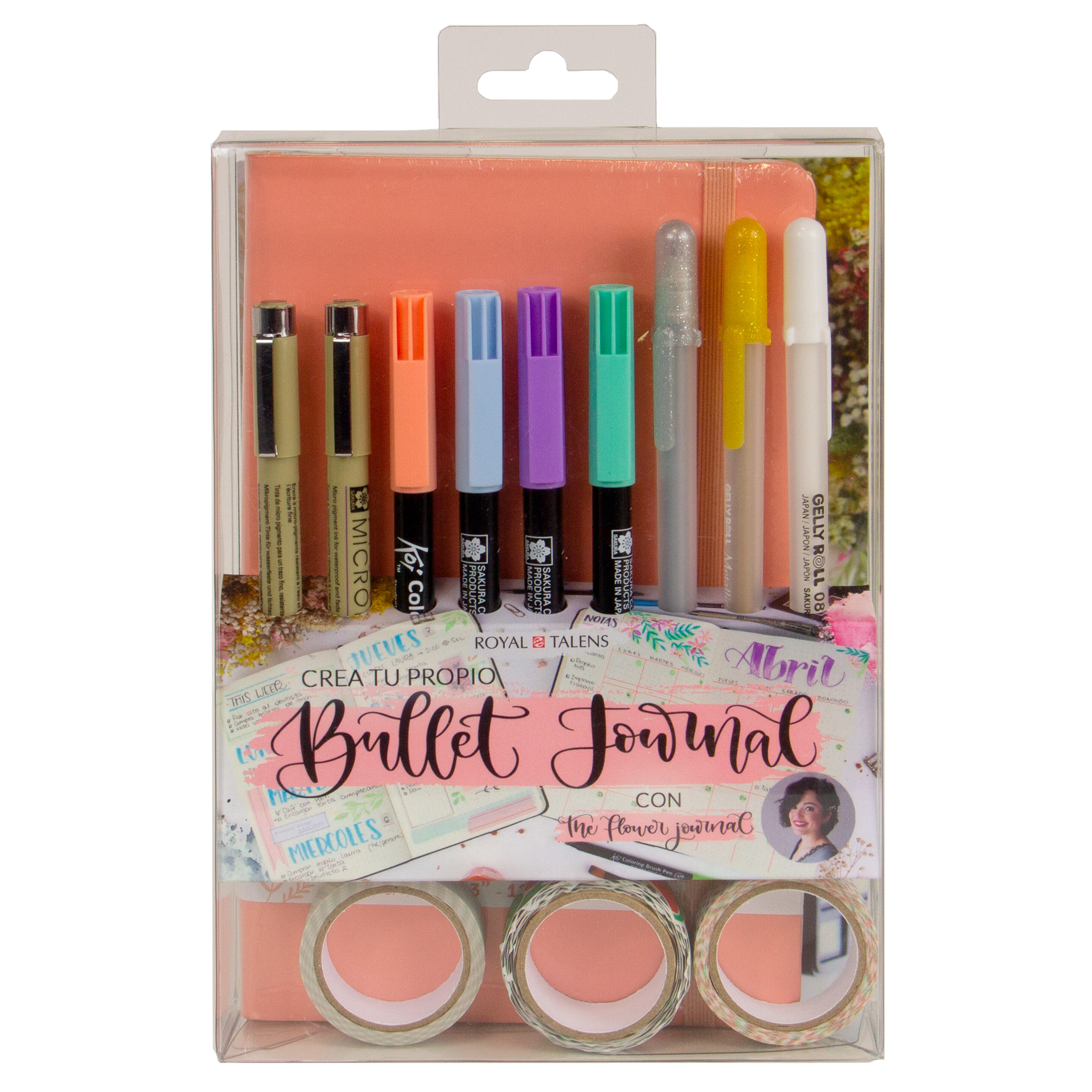 Set bullet journal libreta rosa sakura talens
