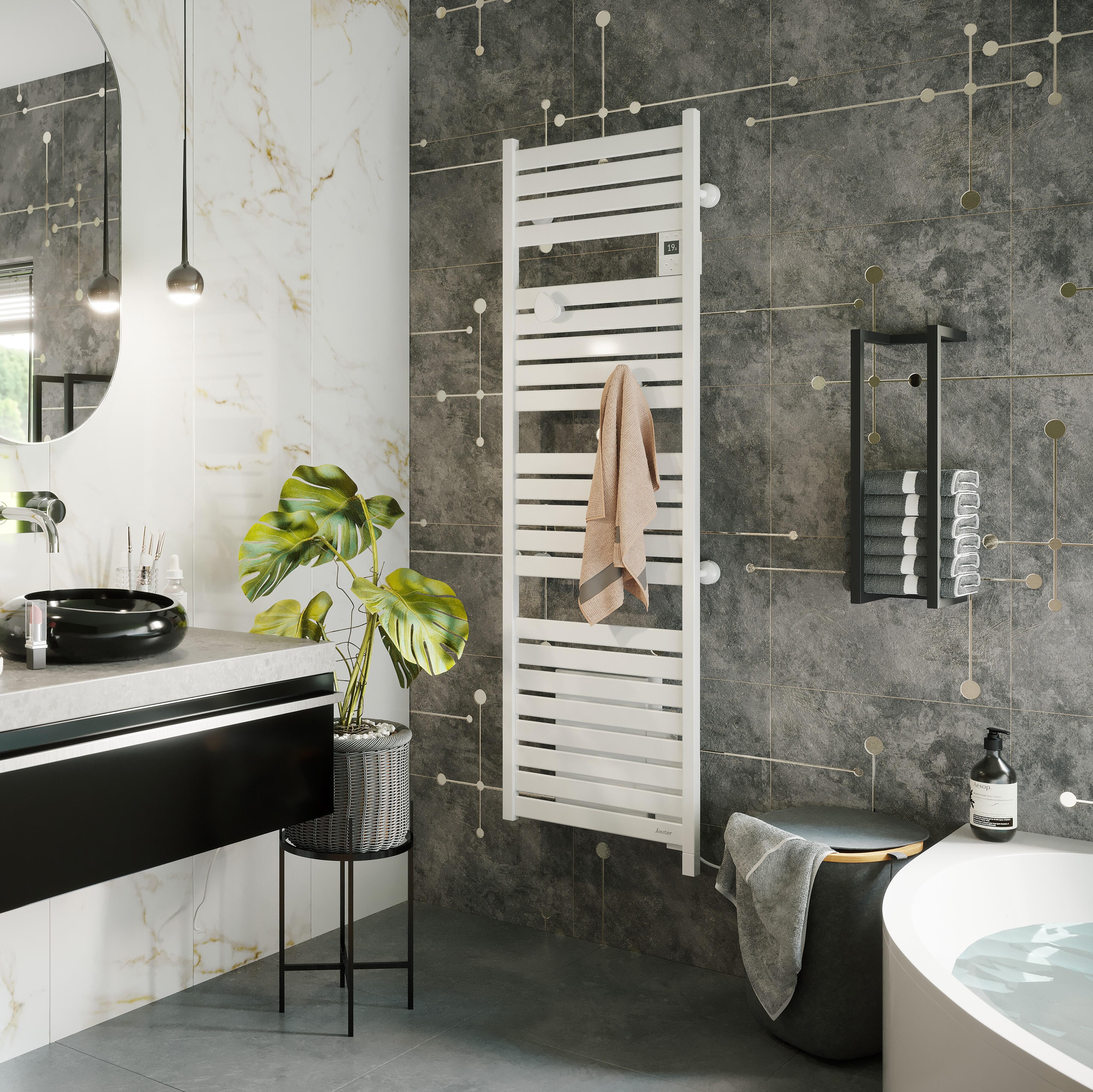 Sèche-serviettes électrique connecté Kelud Ventilo SAUTER 1750W blanc - 2