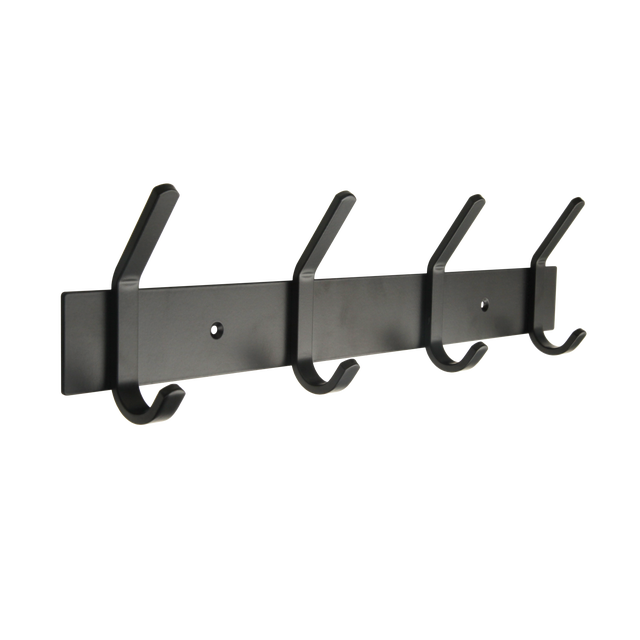 HD BRICO Appendiabiti A Parete – 9 Ganci In Acciaio Inox E Alluminio, Nero Opaco, Multiuso Per Bagno, Ingresso E Camera Da Letto - 2