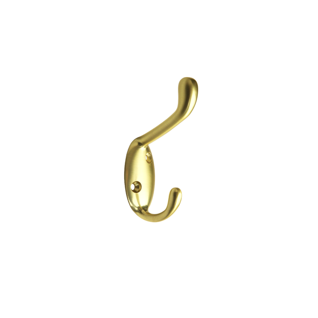 Gancio appendiabiti da avvitare SPACEO DOUBLE in zinco dorato opaco 2 ganci L 3 x H 9.5 cm