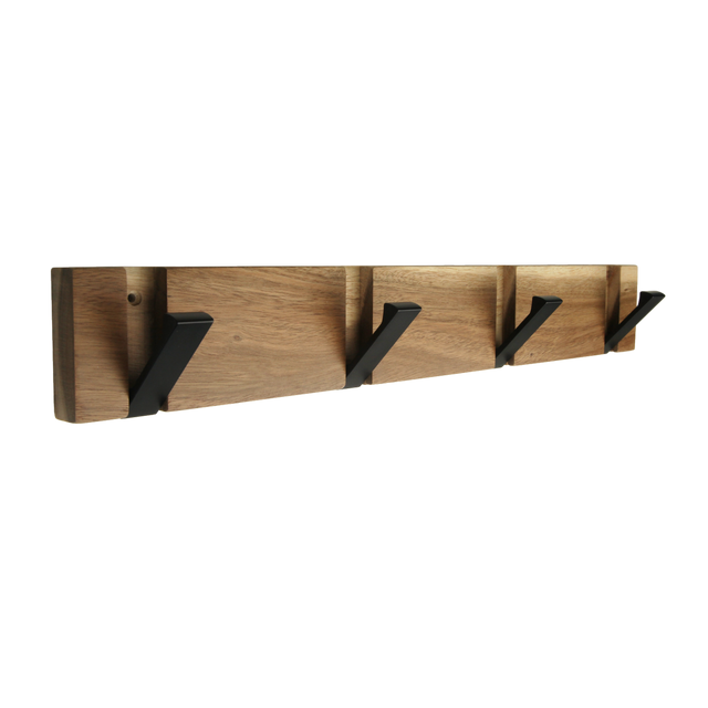 Appendiabiti da avvitare  SPACEO PLY in legno nero opaco 4 ganci L 49.5 x H 7 cm