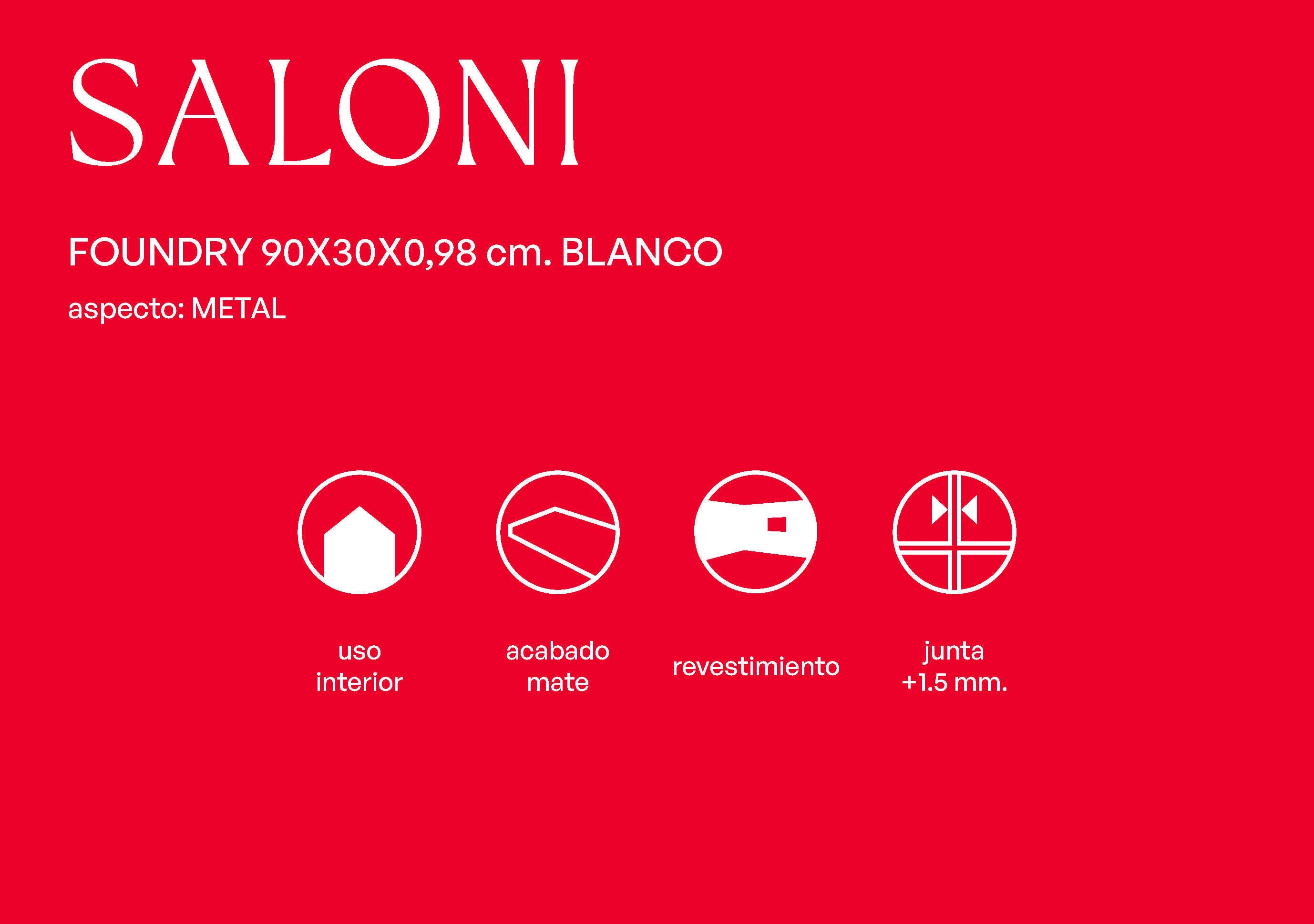 Azulejo cerámico Foundry efecto cemento blanco 30x90 cm SALONI - 4