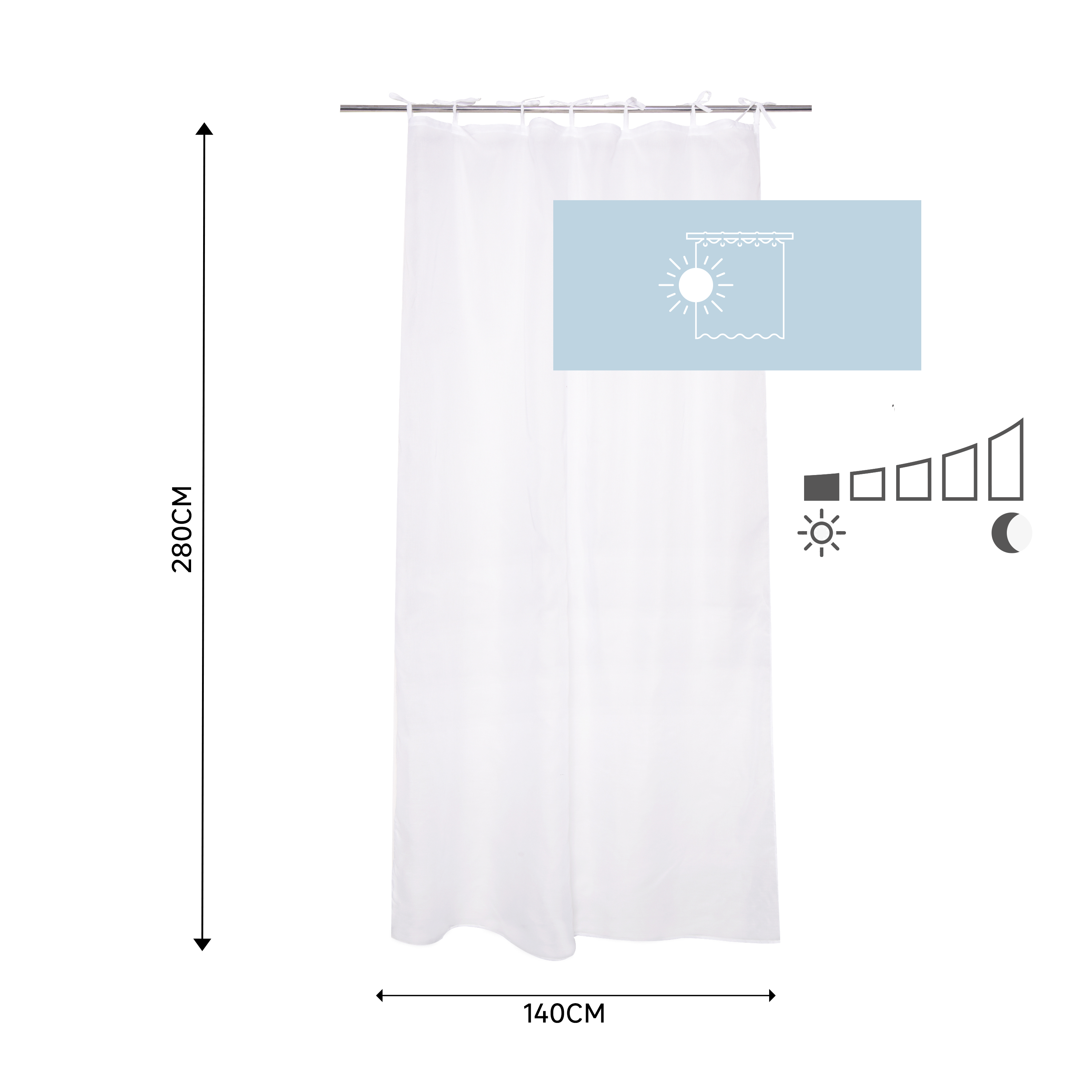 Tenda INSPIRE Deryl bianco, lacci 140x280 cm - 8
