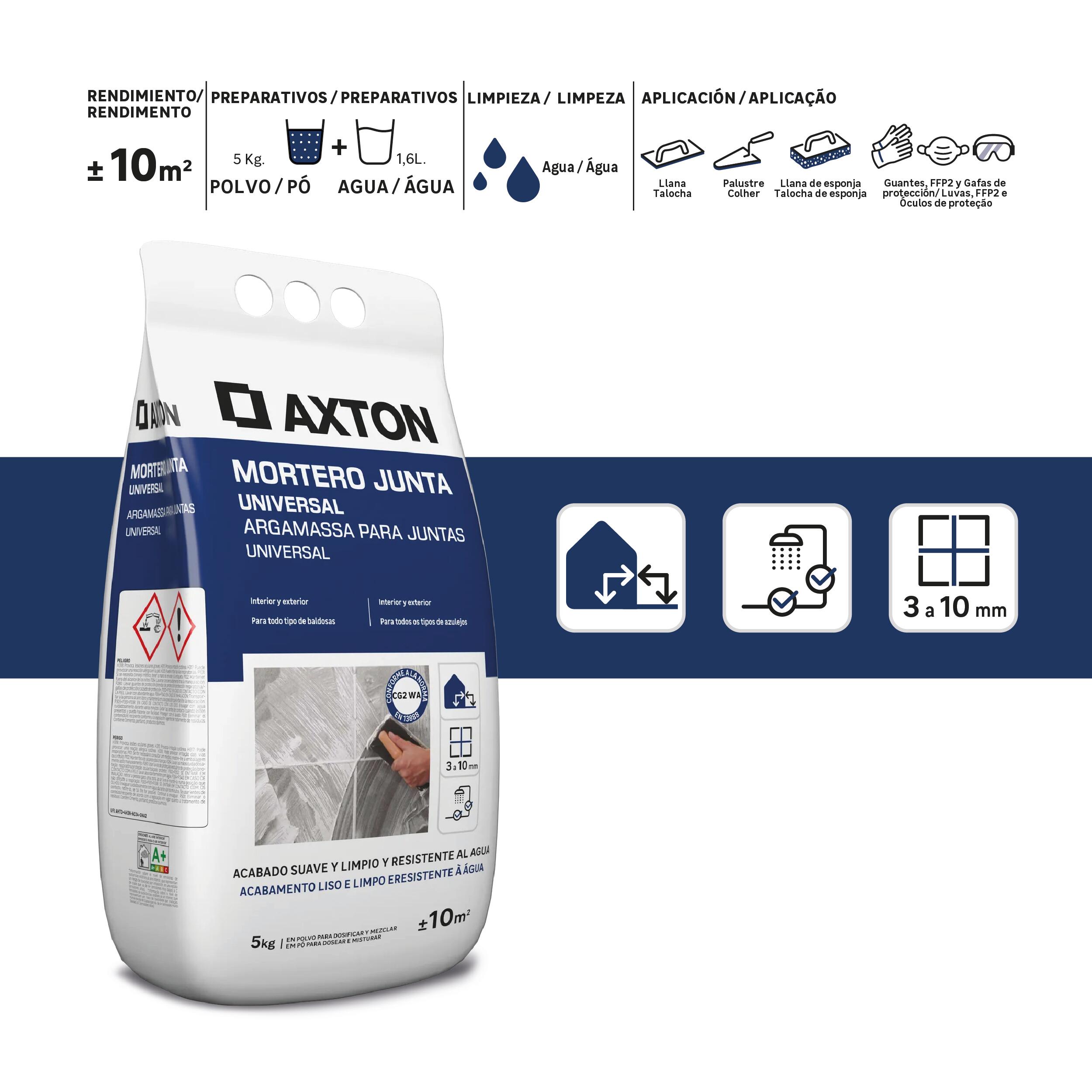 Mortero para juntas universal AXTON gris macael 5kg - 2