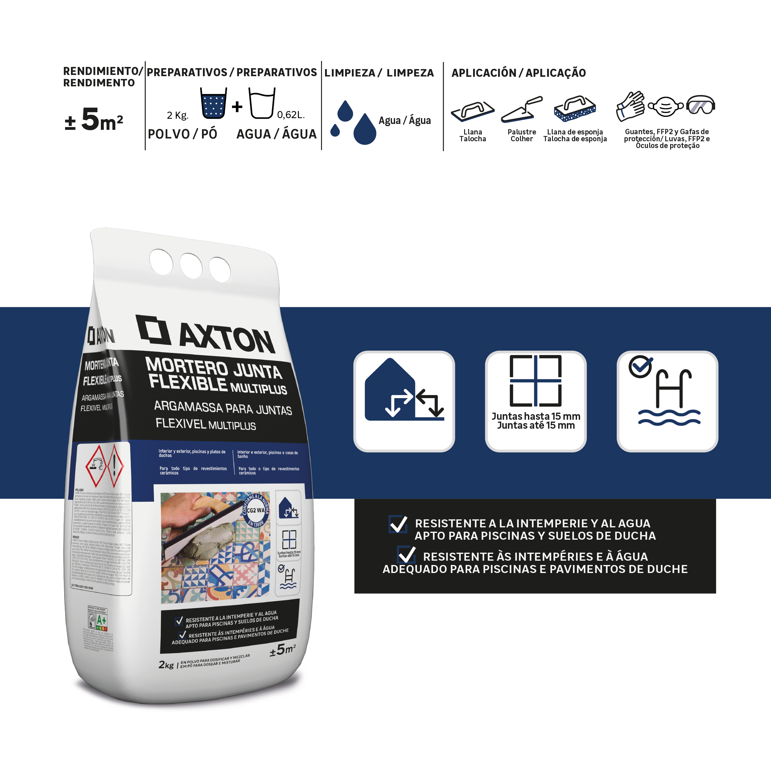 Betume para juntas 2 kg branco Axton multiplus - 2