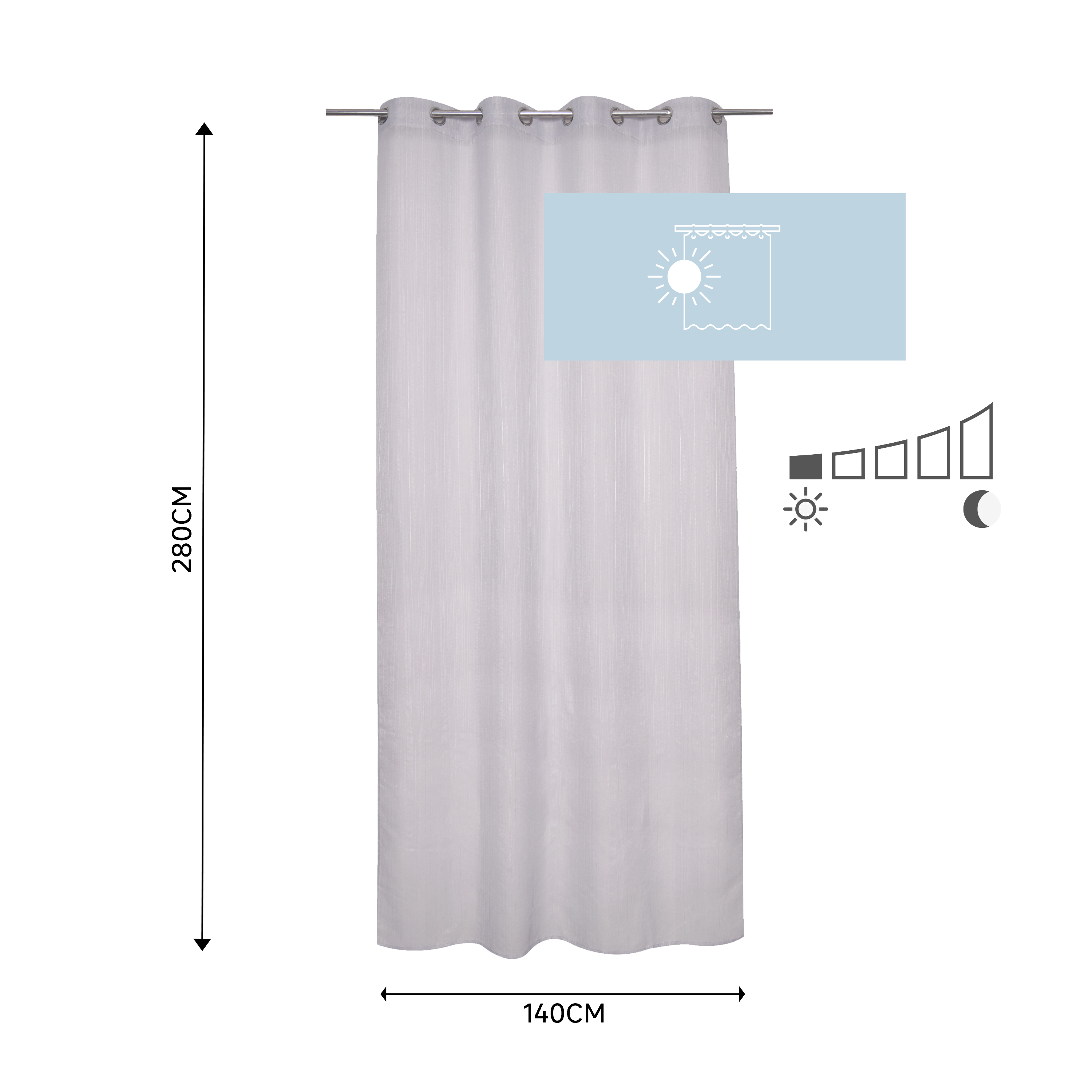 Tenda INSPIRE Tonia granit 5 grigio, occhiello 140x280 cm - 7