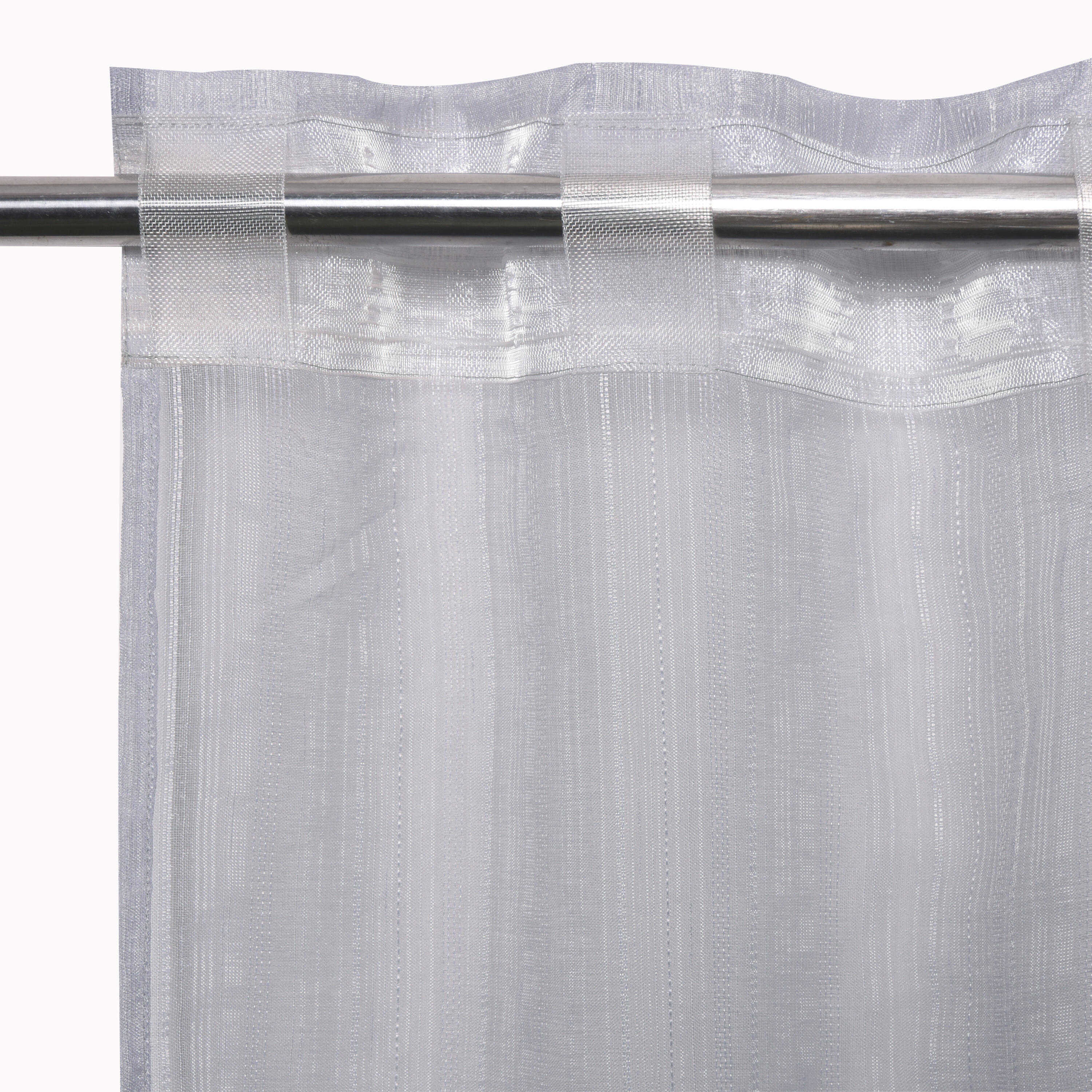 Visillo cinta fruncida, trabillas Tonia poliéster voile con líneas gris granito INSPIRE de 300x280cm. Incluye cinta termoadhesiva - 7