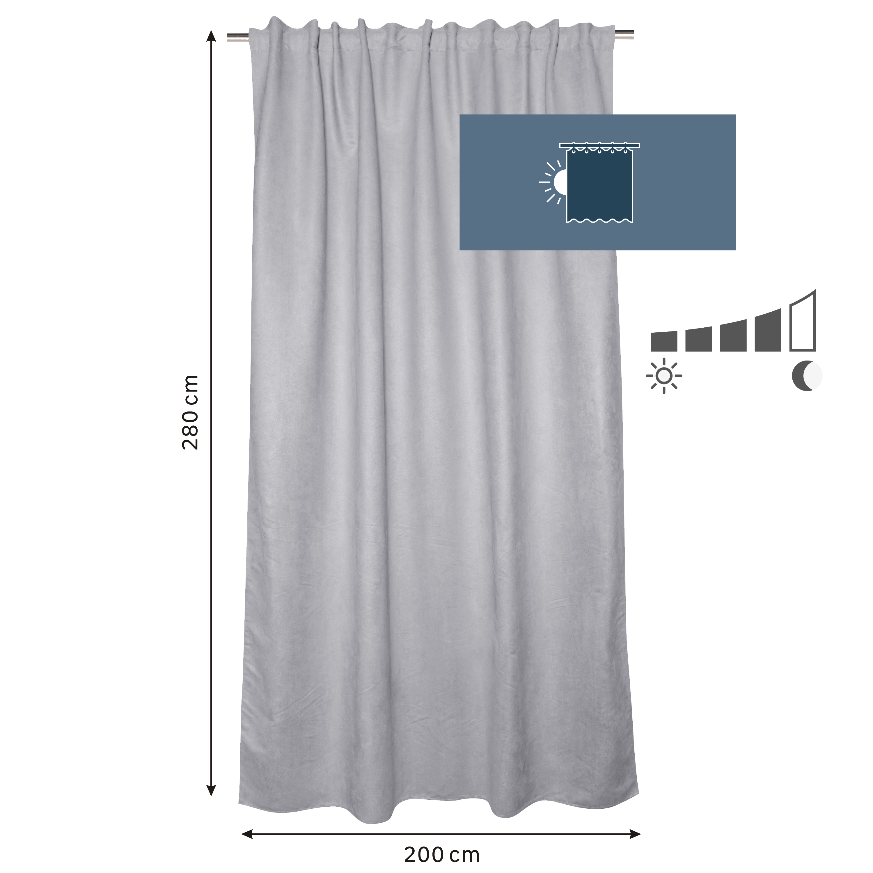 Zasłona Manchester szara 200 x 280 cm na taśmie Inspire - 12