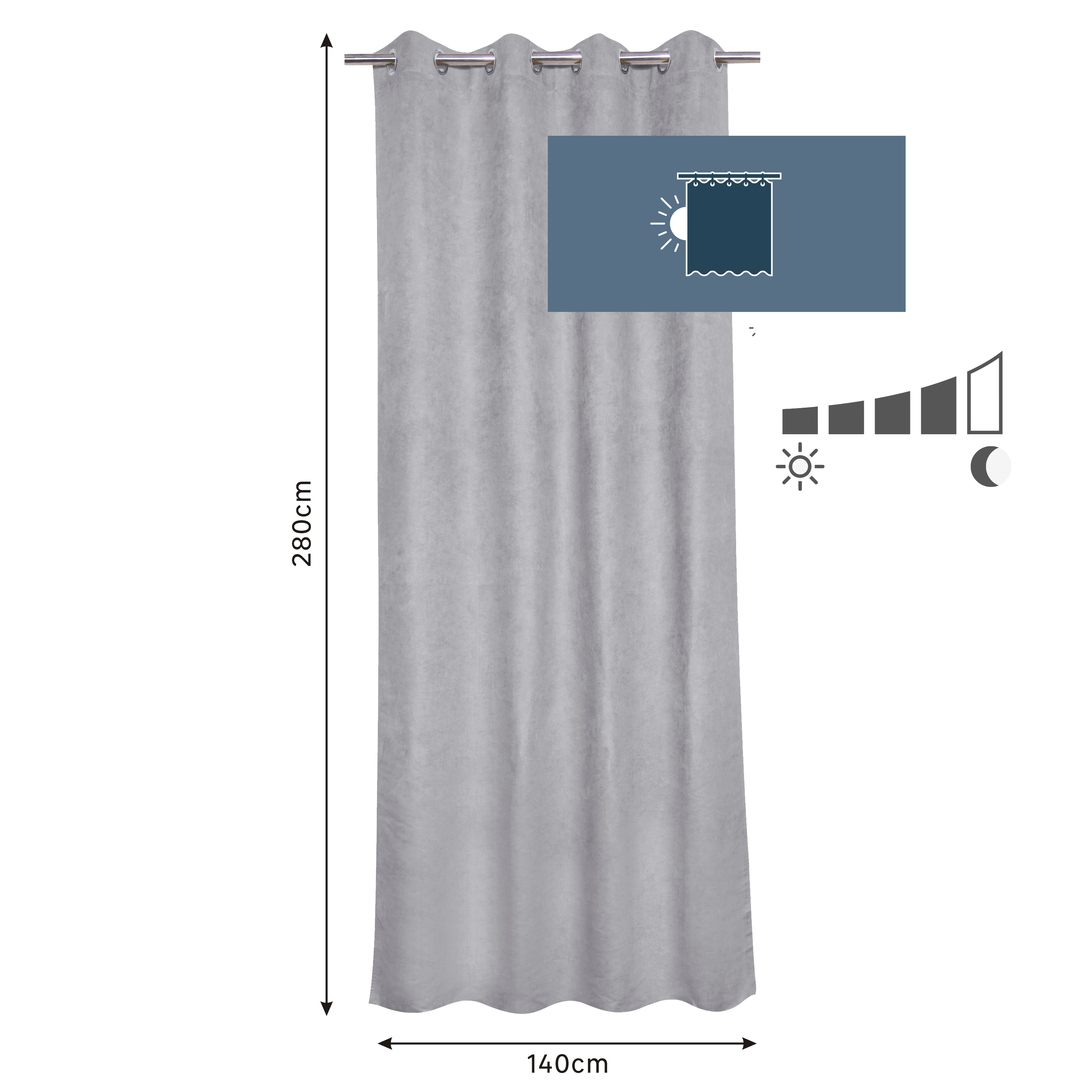 Cortinado ilhós New Manchester 140x280cm cinza Inspire - 2