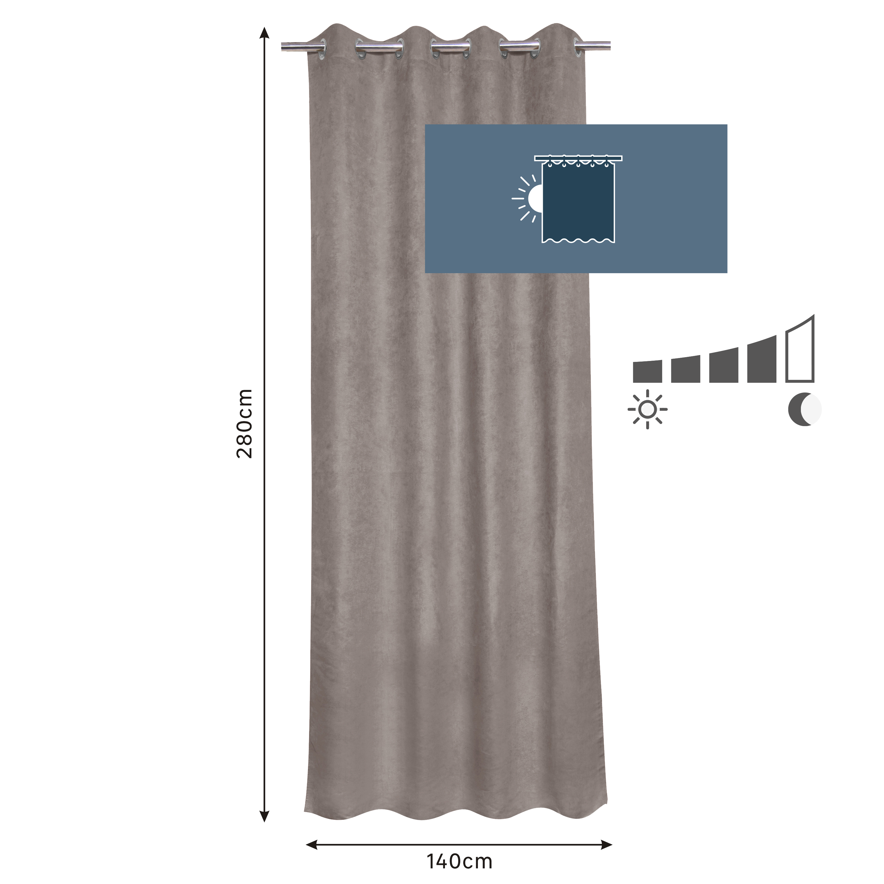 Cortinado ilhós New Manchester 140x280cm taupe Inspire - 9