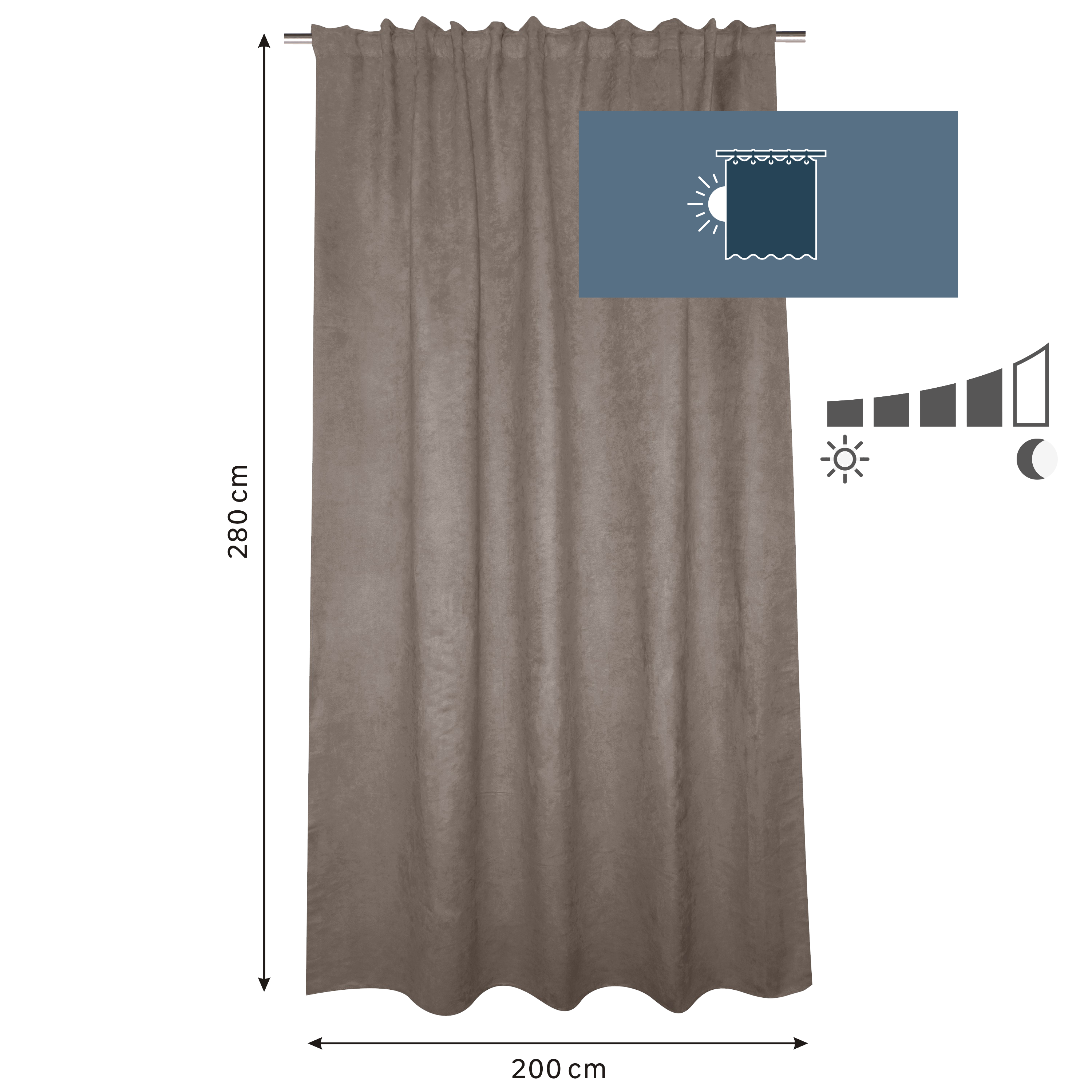 Zasłona Manchester brązowa 200 x 280 cm na taśmie Inspire - 12