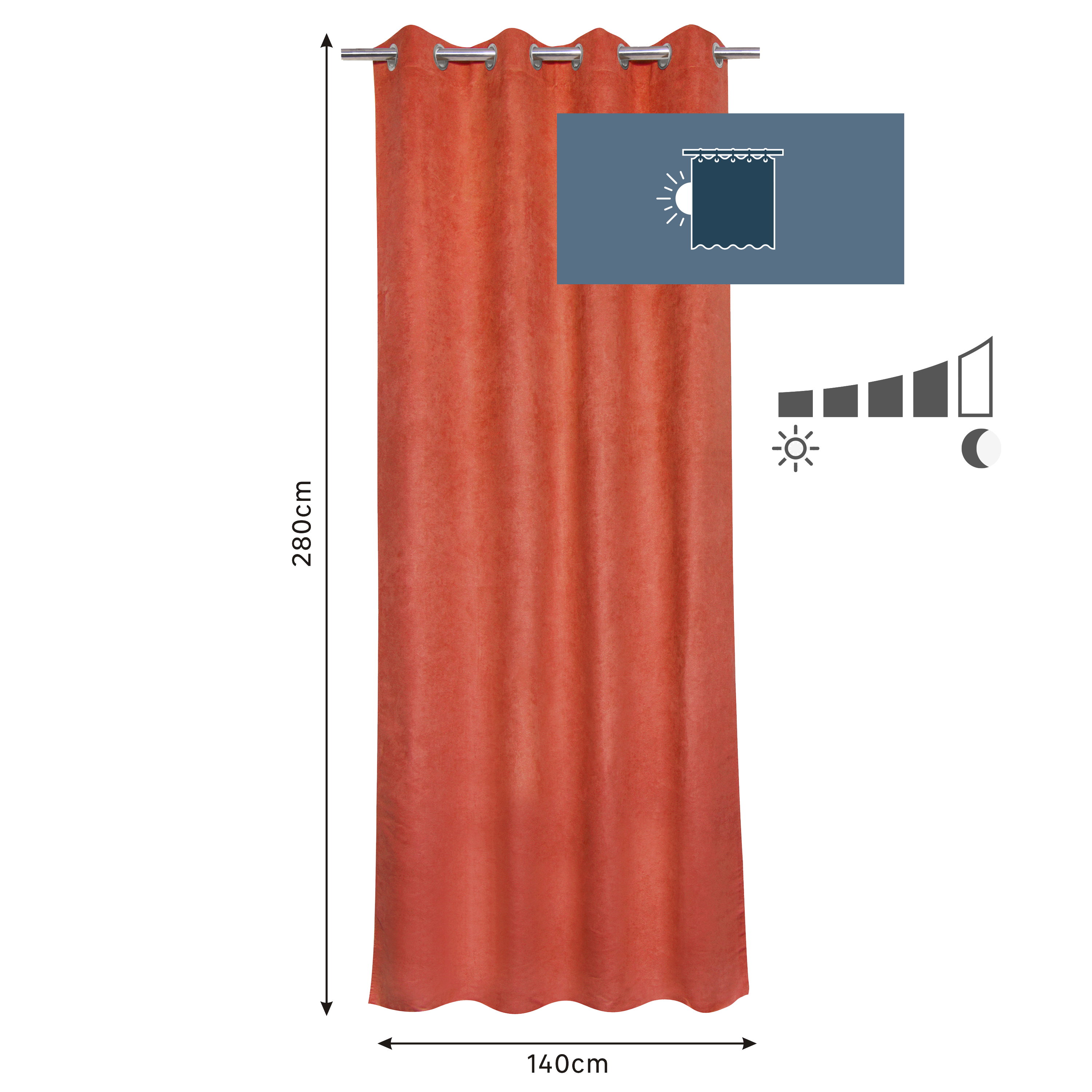 Rideau tamisant, New manchester, orange H.280 x l.140 cm INSPIRE - 2