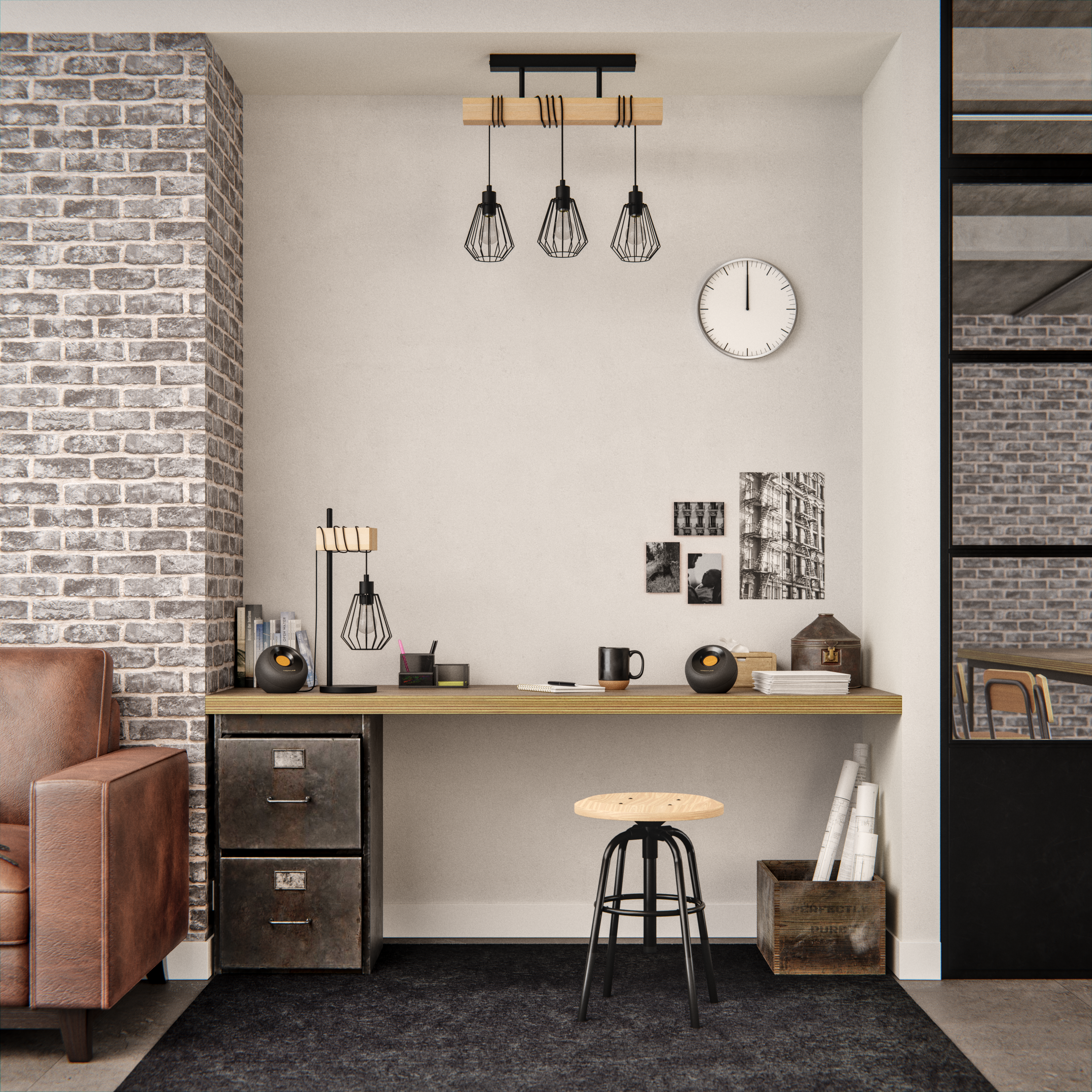 Candeeiro de mesa TABODI E27 METAL MATE PRETO/MADEIRA NATURAL - 20