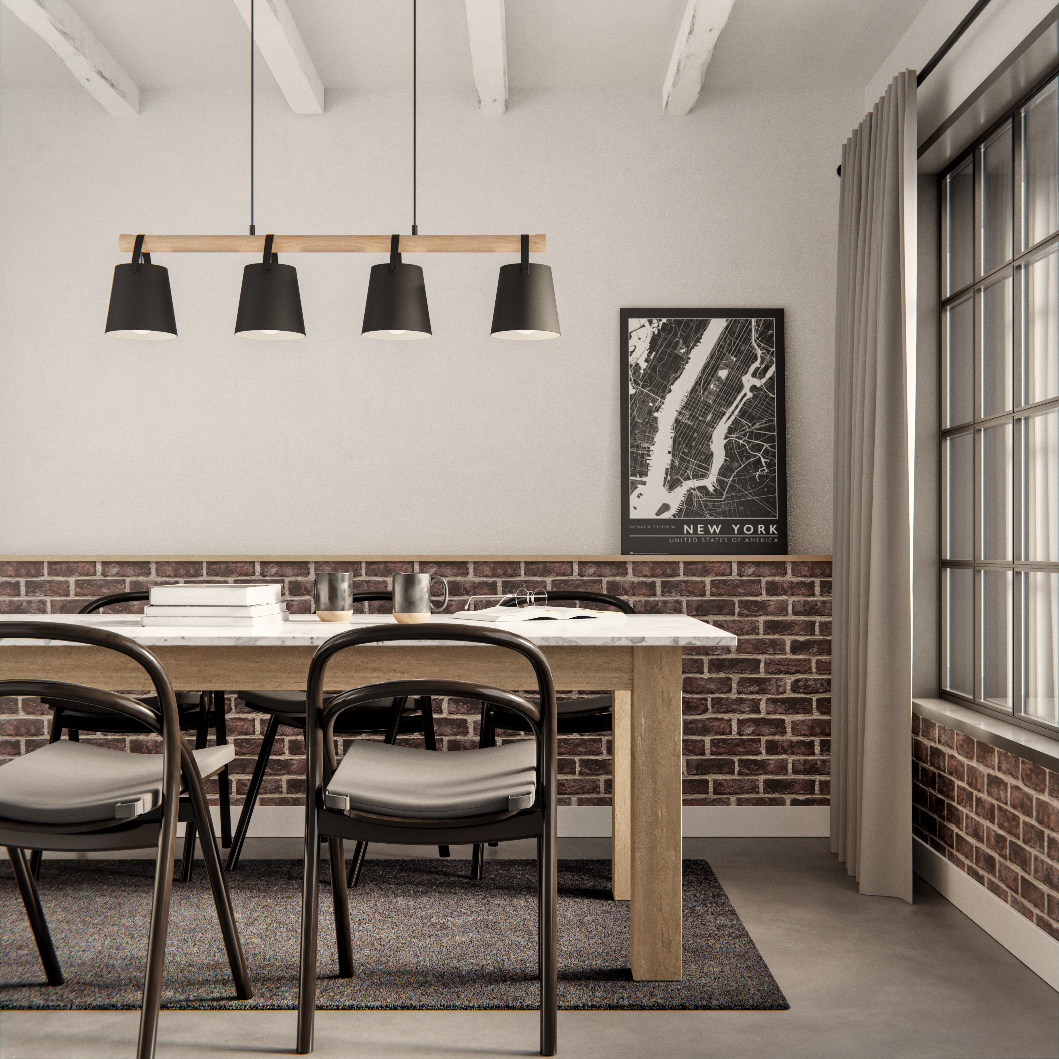 Cortina  cinta, trabillas Pharell algodón INSPIRE liso gris granito 140x280cm - 10