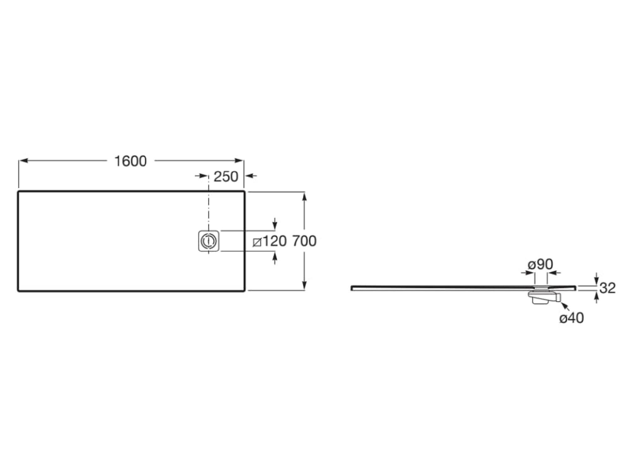 Base de duche 160x70 cm Branco Roca New Legacy - 4