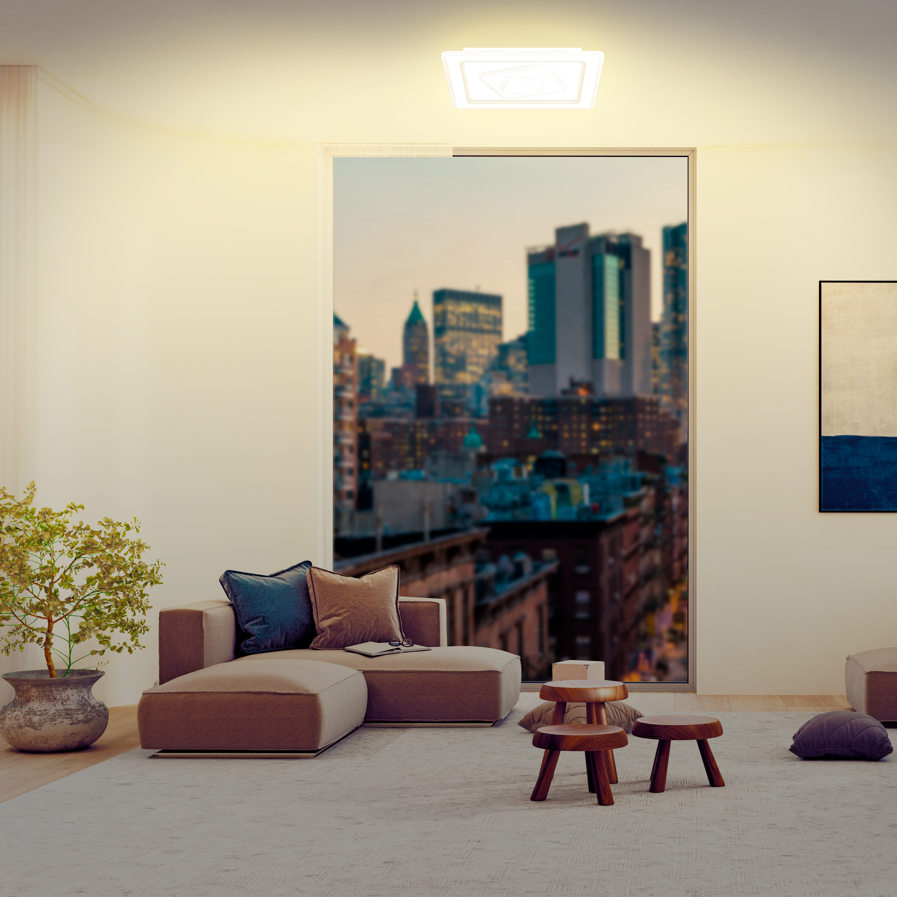 Plafonnier led, 4800 lumens, variation de blancs, Kaoli carré, INSPIRE, D.35 cm - 6