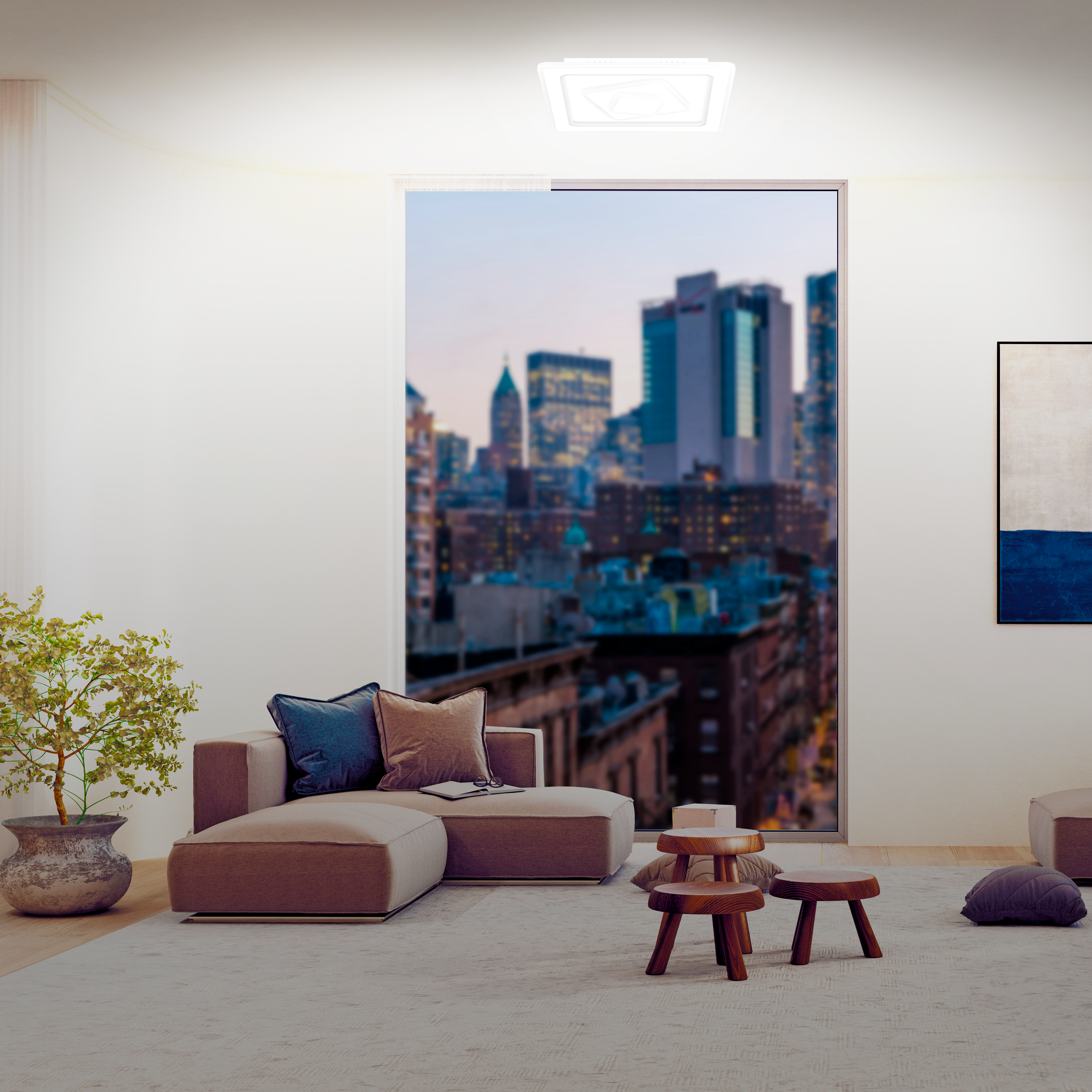 Plafonnier led, 4800 lumens, variation de blancs, Kaoli carré, INSPIRE, D.35 cm - 7