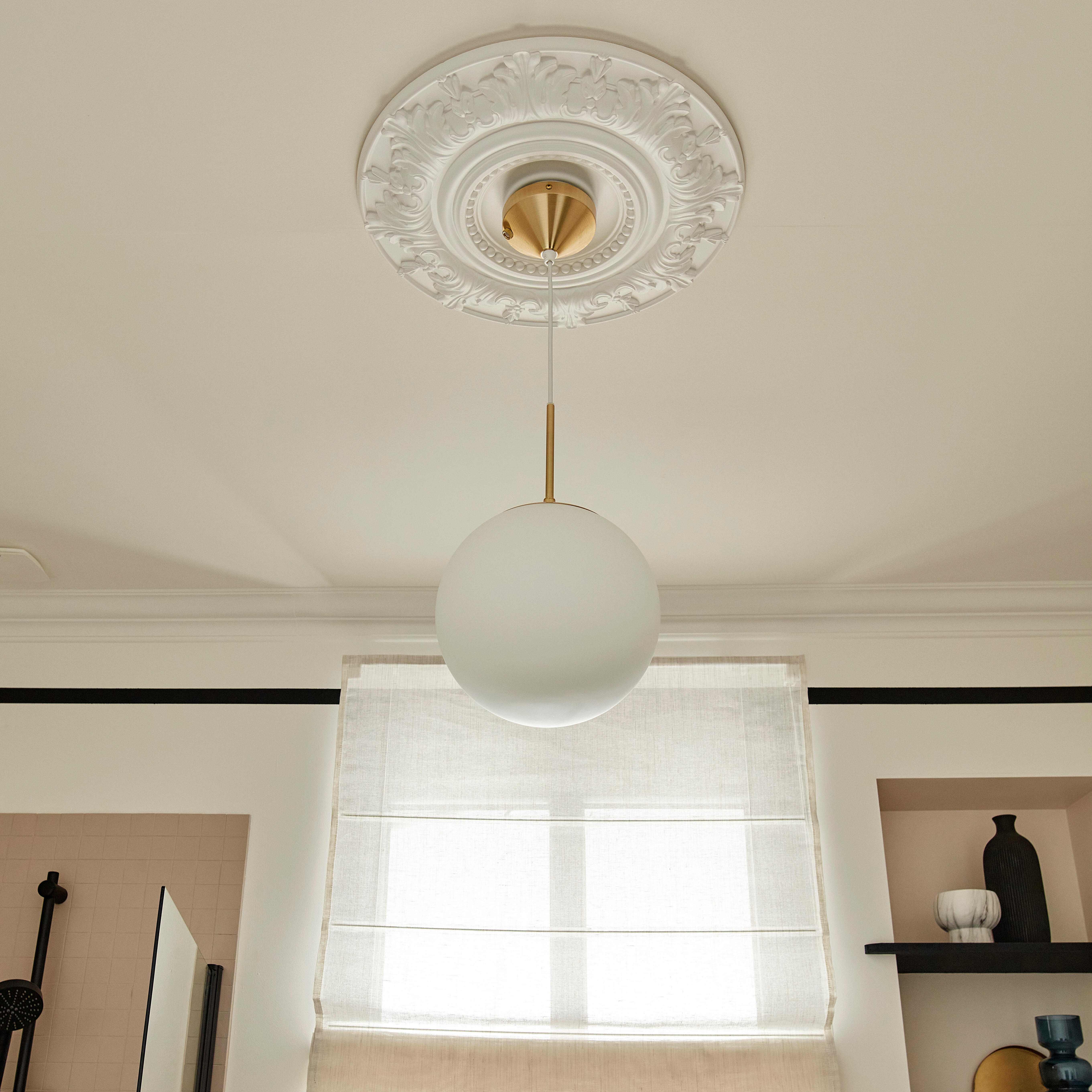 Suspension Grant verre, opale, Diam.25 cm, E27 - 2